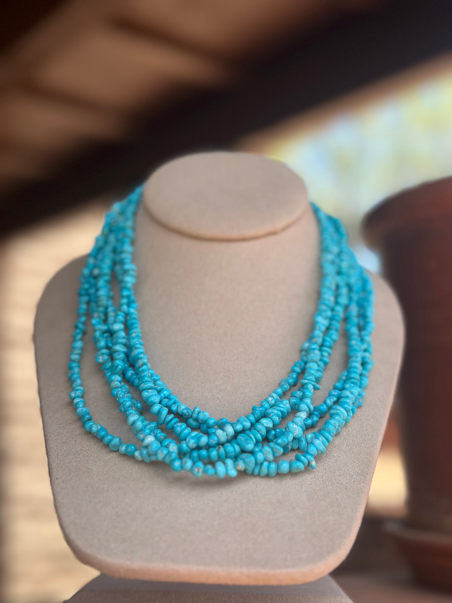 Navajo Kingman Turquoise Beaded Necklace 18 inch