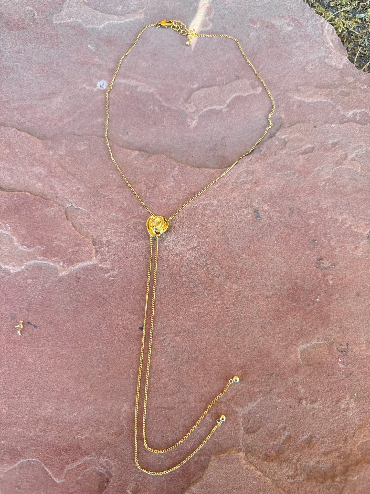 “The Golden Collection” Lets Go Girls Handmade Gold Plated Bolo Tie Necklace