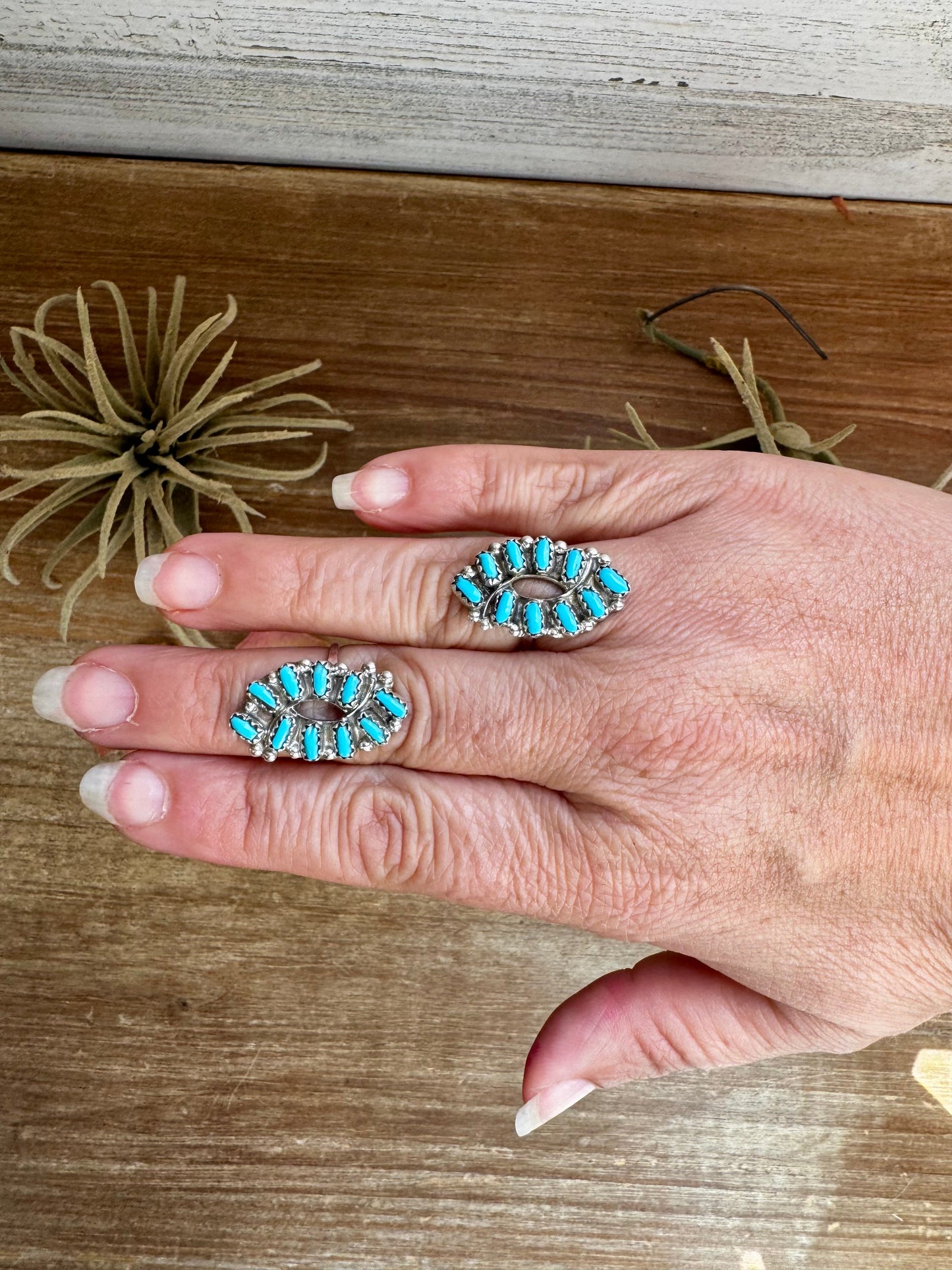Small Cluster Ring – Kingman Turquoise, USA Made - size 6.5
