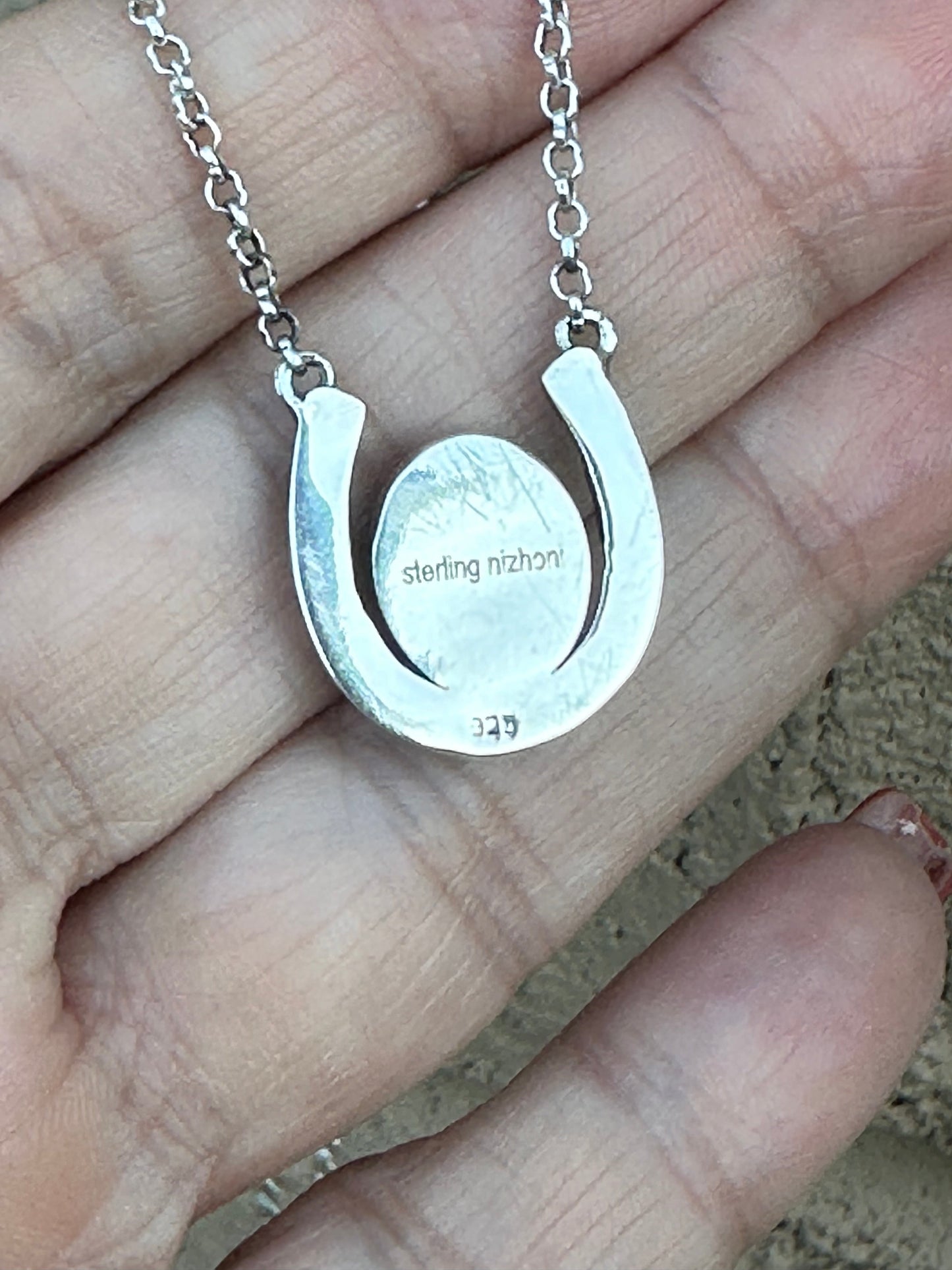 Handmade Turquoise & Sterling Silver Horseshoe Necklace