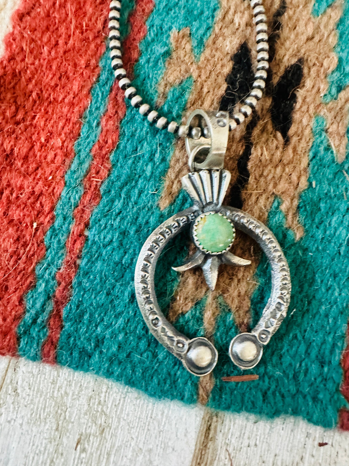 Navajo Sterling Silver & Turquoise Naja Pendant by Eva & Linberg Billah