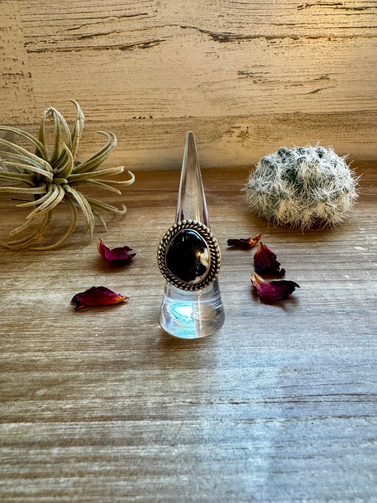 Ring size 6 1/2 -white buffalo and sterling silver