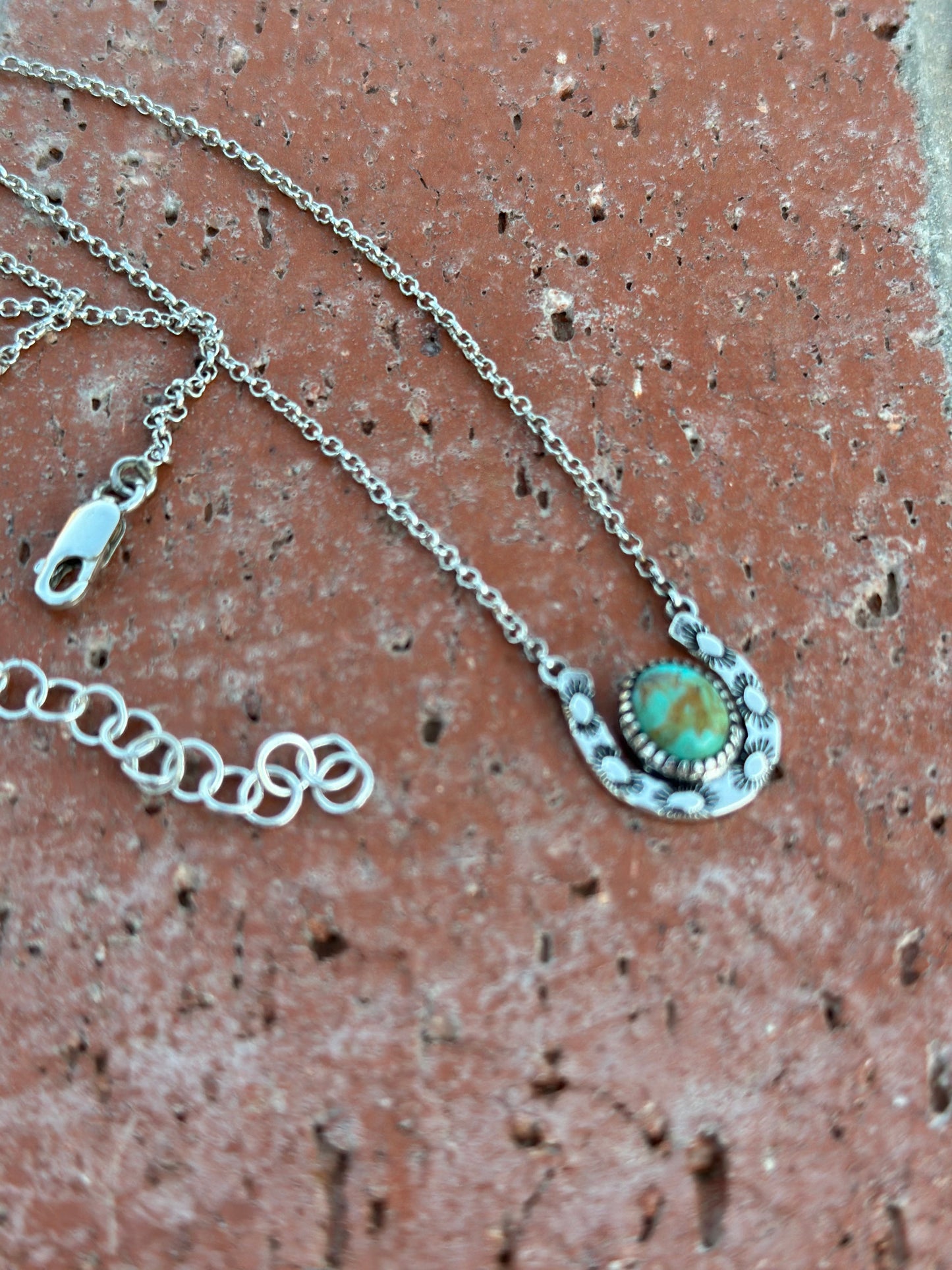 Handmade Turquoise & Sterling Silver Horseshoe Necklace
