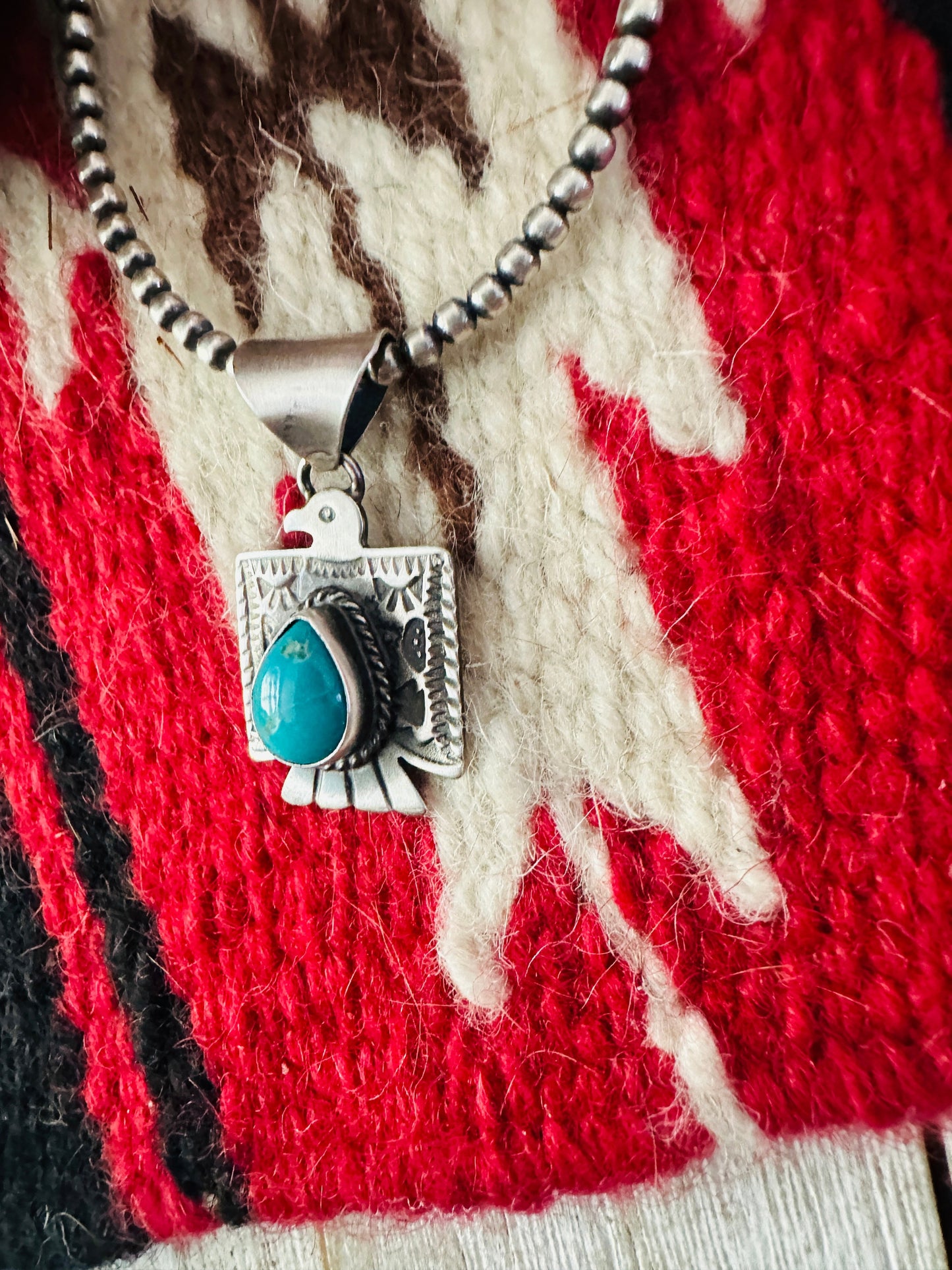 Navajo Turquoise & Sterling Silver Thunderbird Pendant