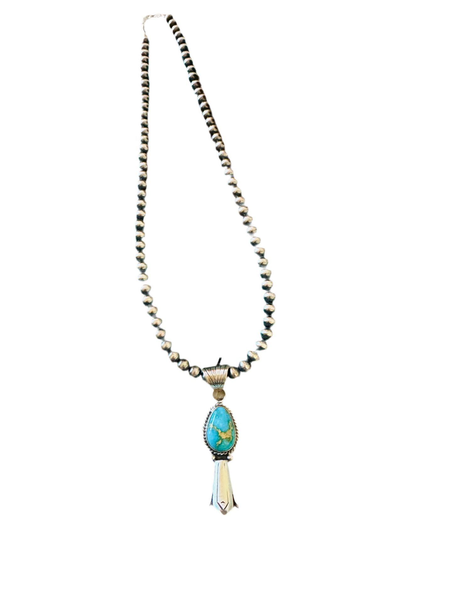 Navajo Sterling Silver & Sonoran Gold Turquoise Blossom Necklace