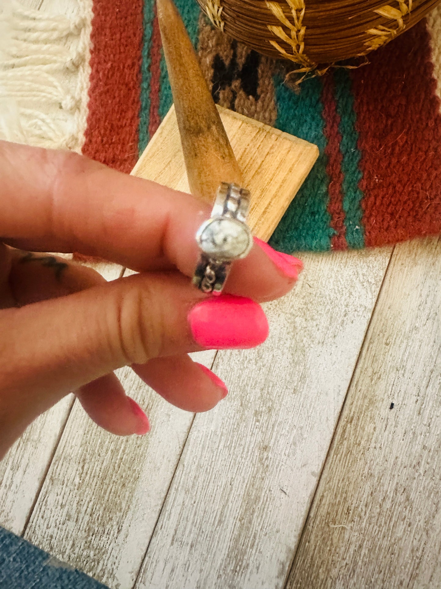 Navajo Sterling Silver & White Buffalo Ring