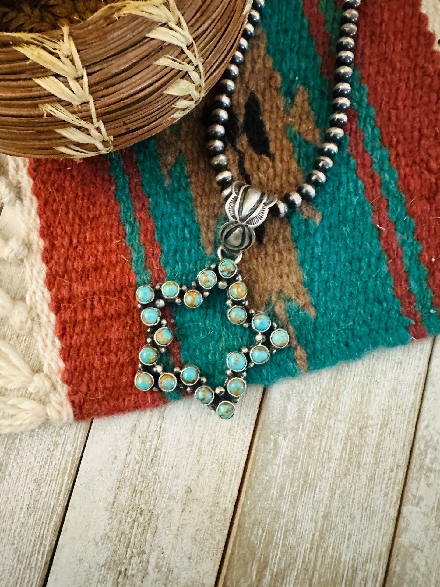 Navajo Turquoise and Sterling Silver Star Pendant
