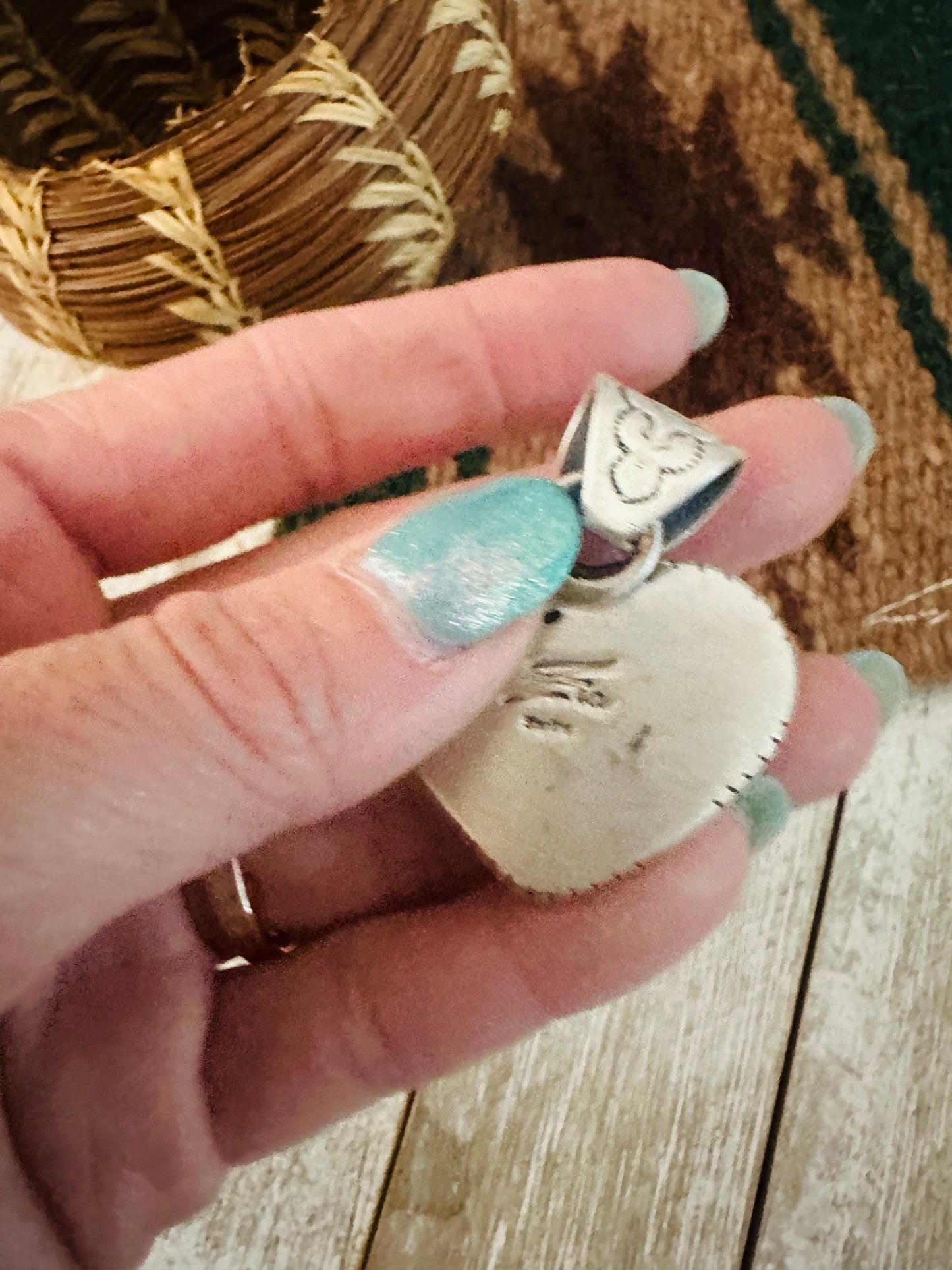 Handmade Turquoise & Sterling Silver Heart Pendant