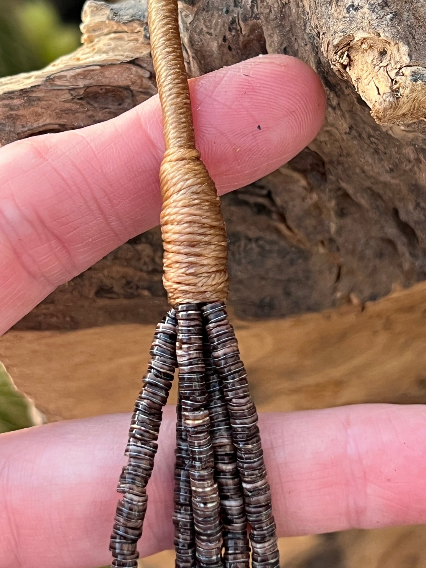 Stunning Navajo Made Five Strand Hubei Turquoise and Spiny Oyster Shell Beaded Necklace with Squaw Wrap