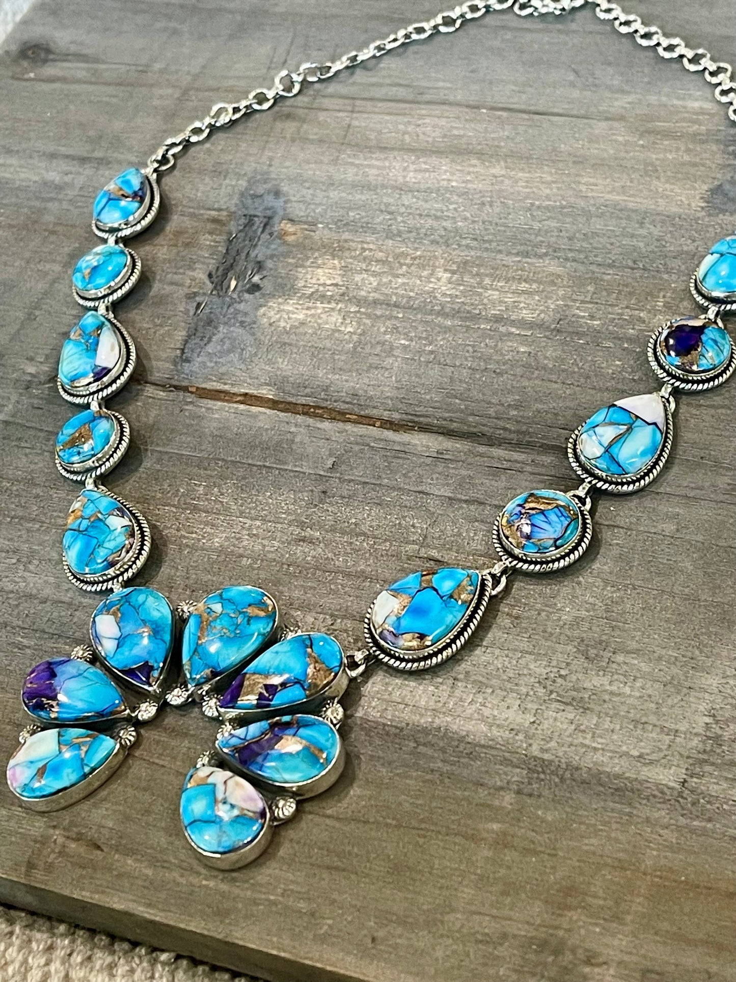 Handmade Sterling Silver & Purple Kingman Mojave Naja Necklace