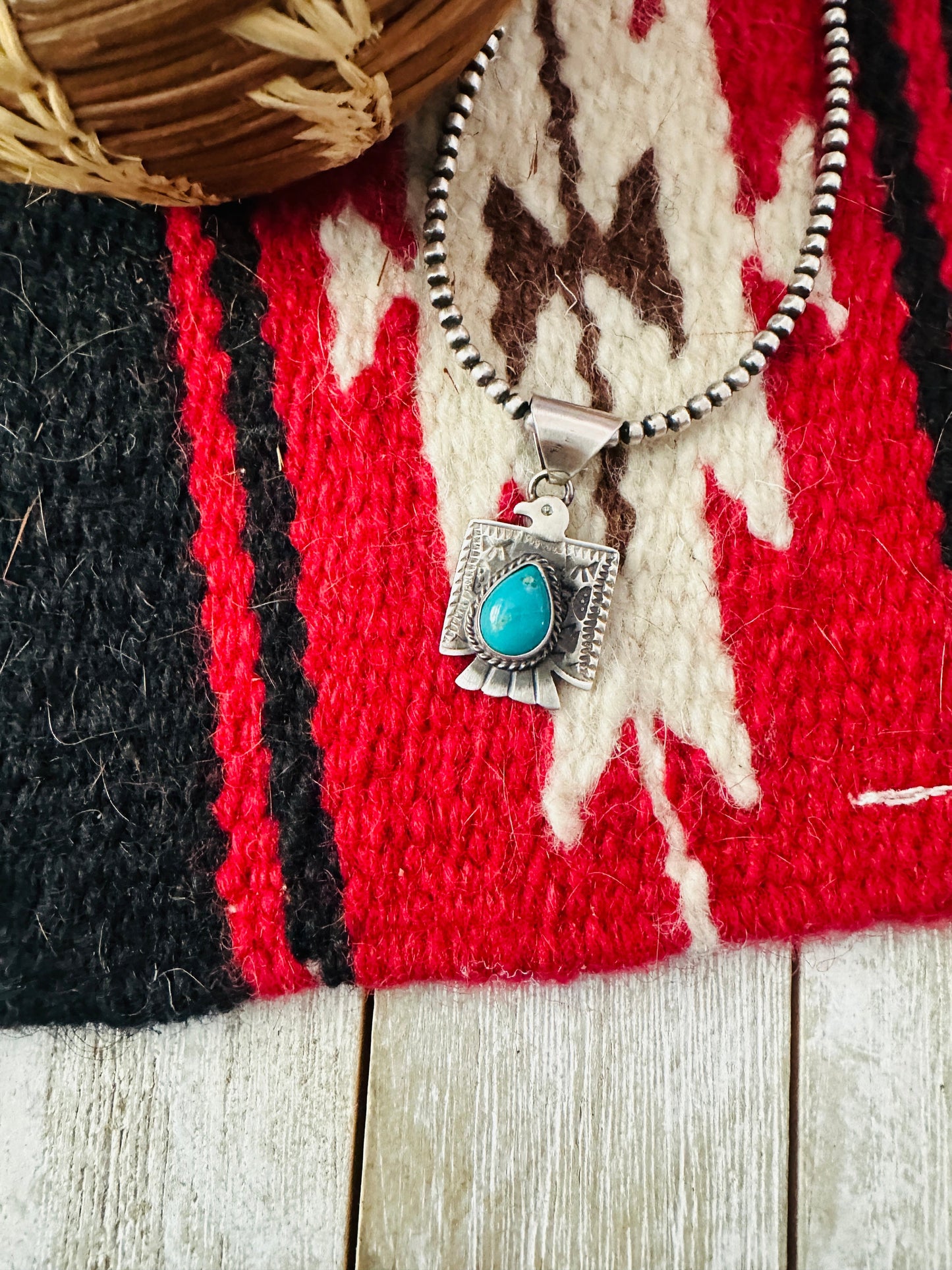 Navajo Turquoise & Sterling Silver Thunderbird Pendant