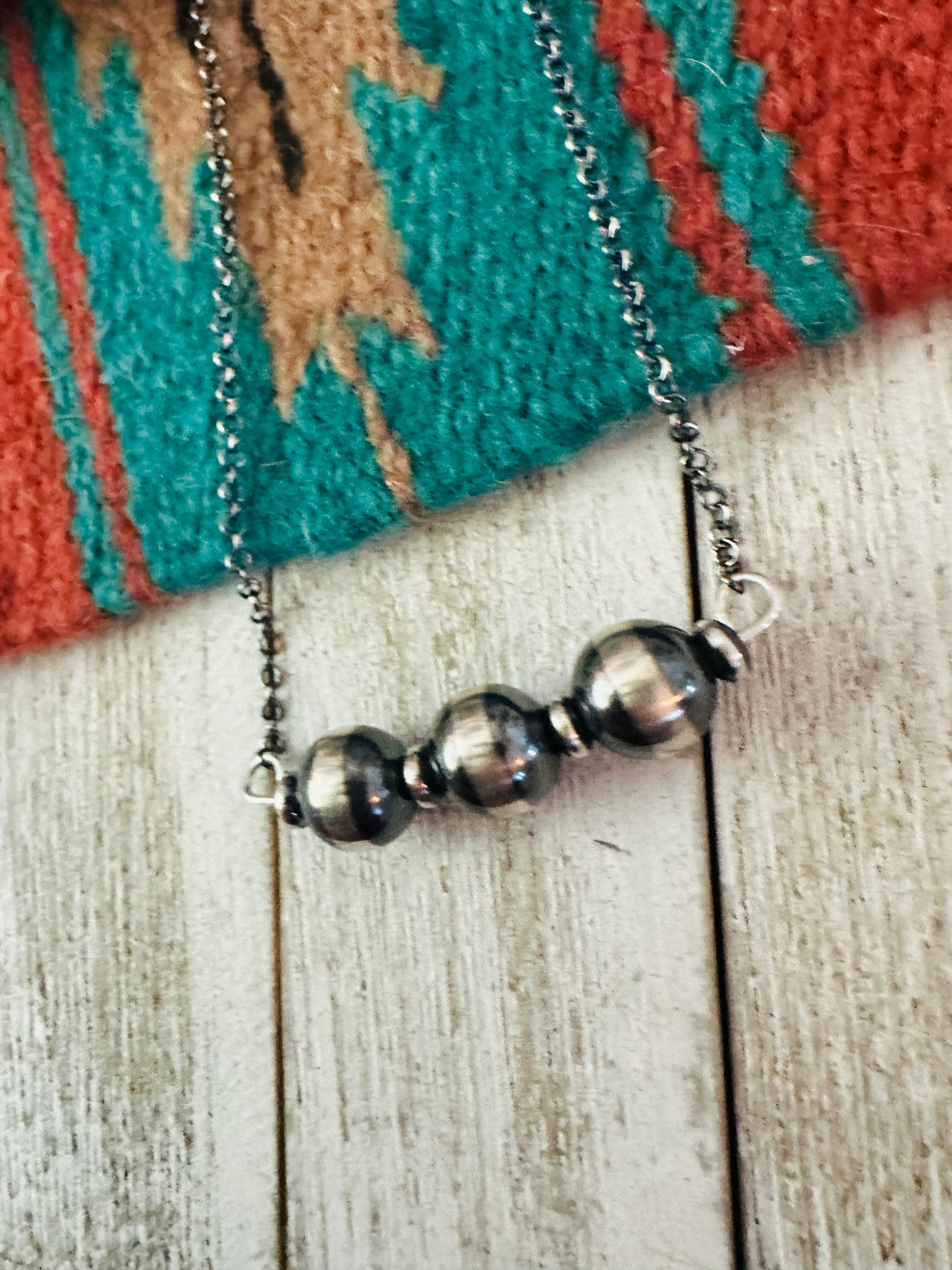Navajo Sterling Silver Pearl Beaded Chain Necklace