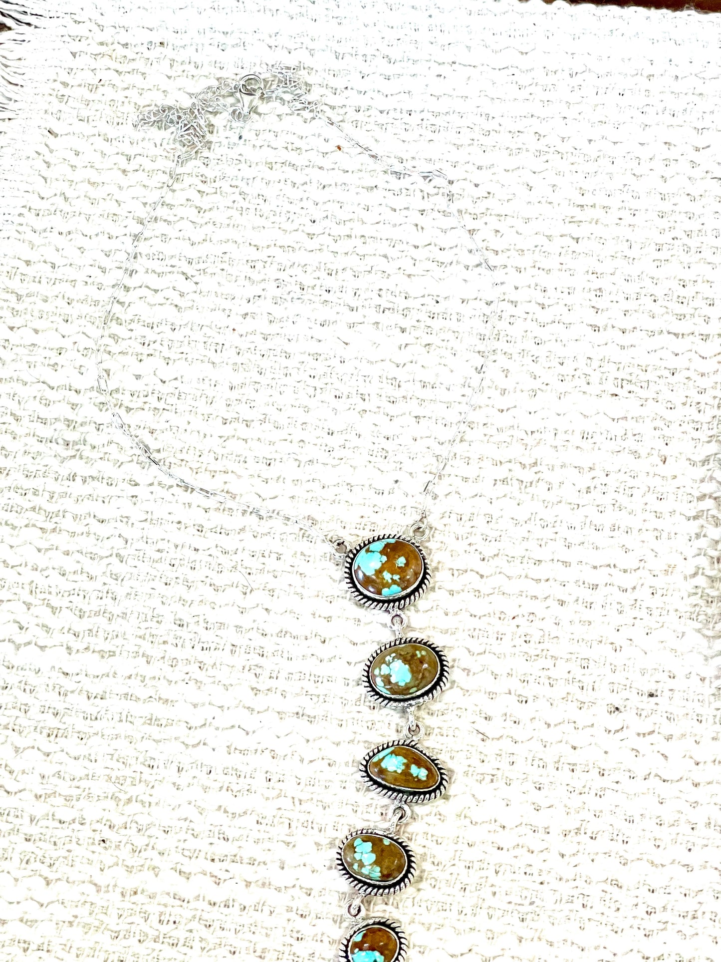 Handmade Sterling Silver Number 8 Turquoise Drop Necklace with Signed Nizhoni