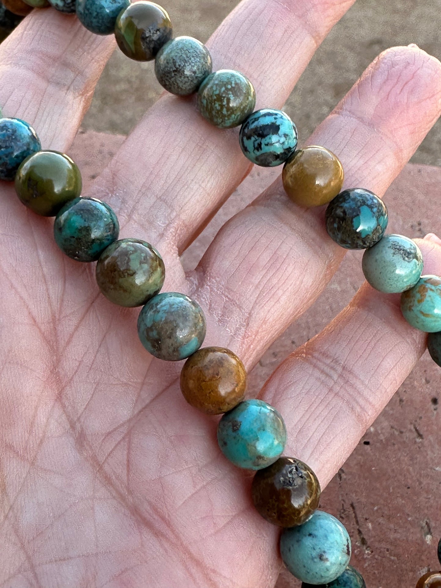 Navajo Tibetan Turquoise & Sterling Silver 8mm Beaded Necklace