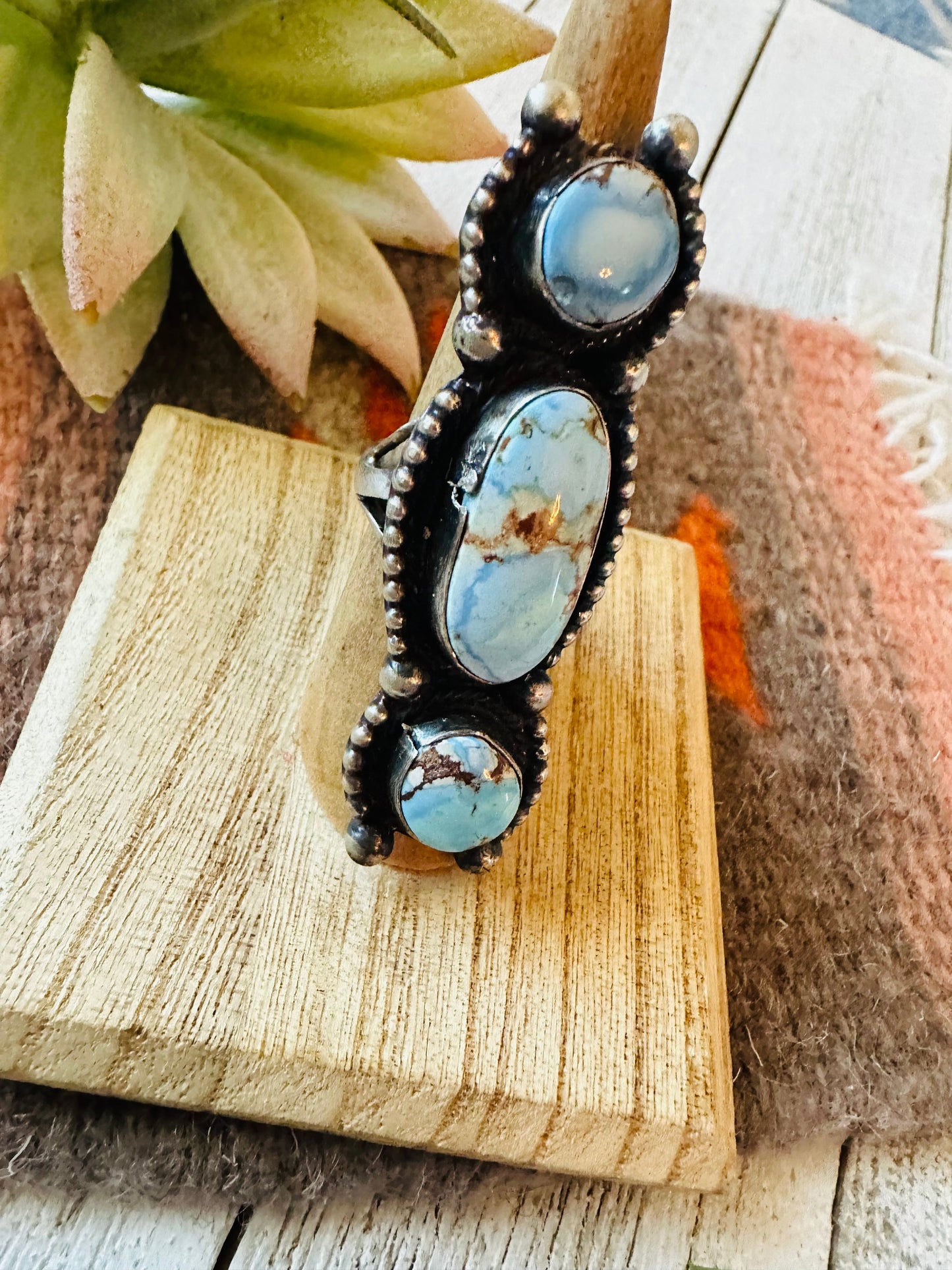 Navajo Golden Hills Turquoise & Sterling Silver Ring Size 6.5 by Kathleen Livingston