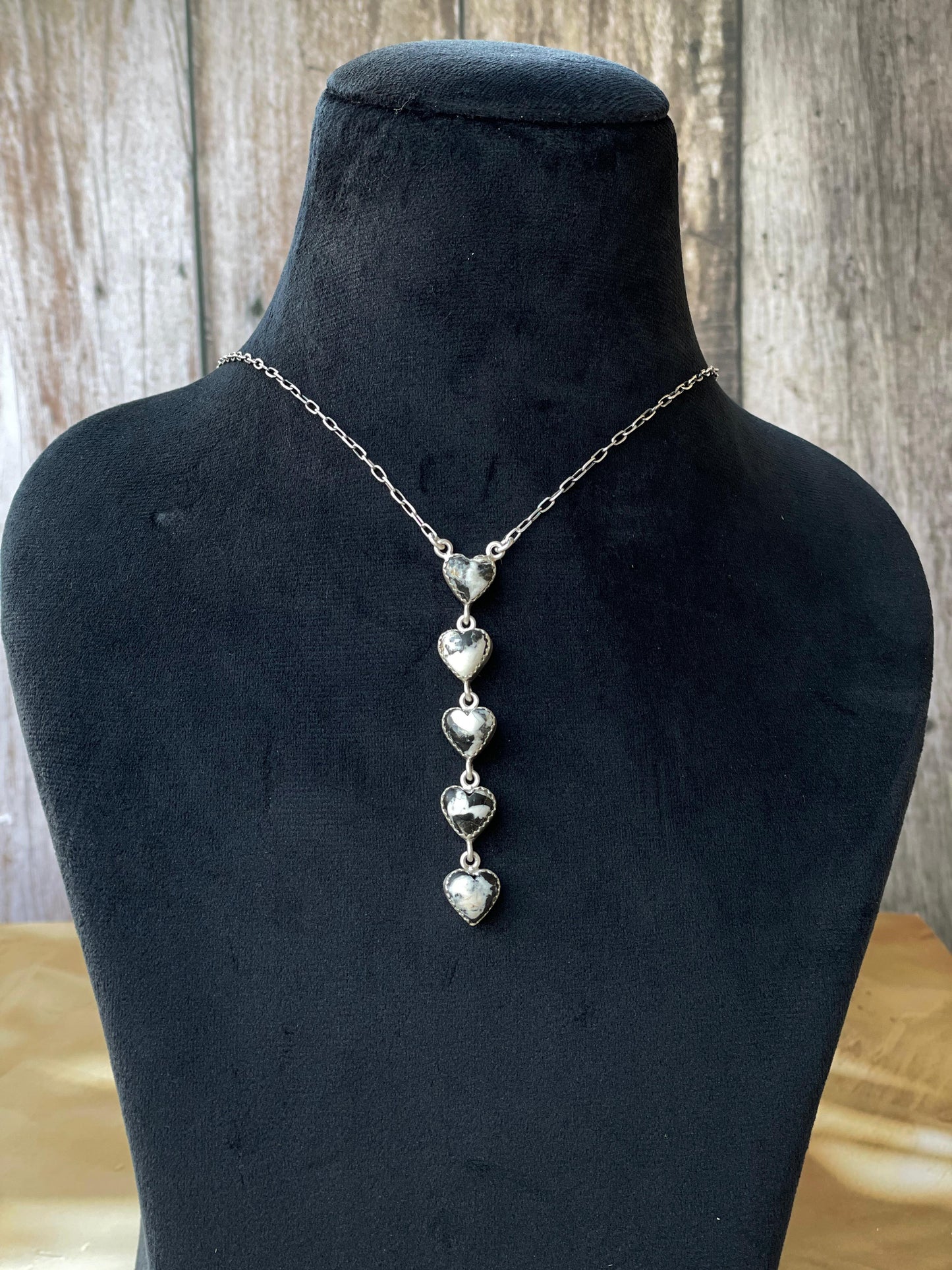Handmade Sterling Silver & Pink Dream Mojave OR White Buffalo Drop Necklace
