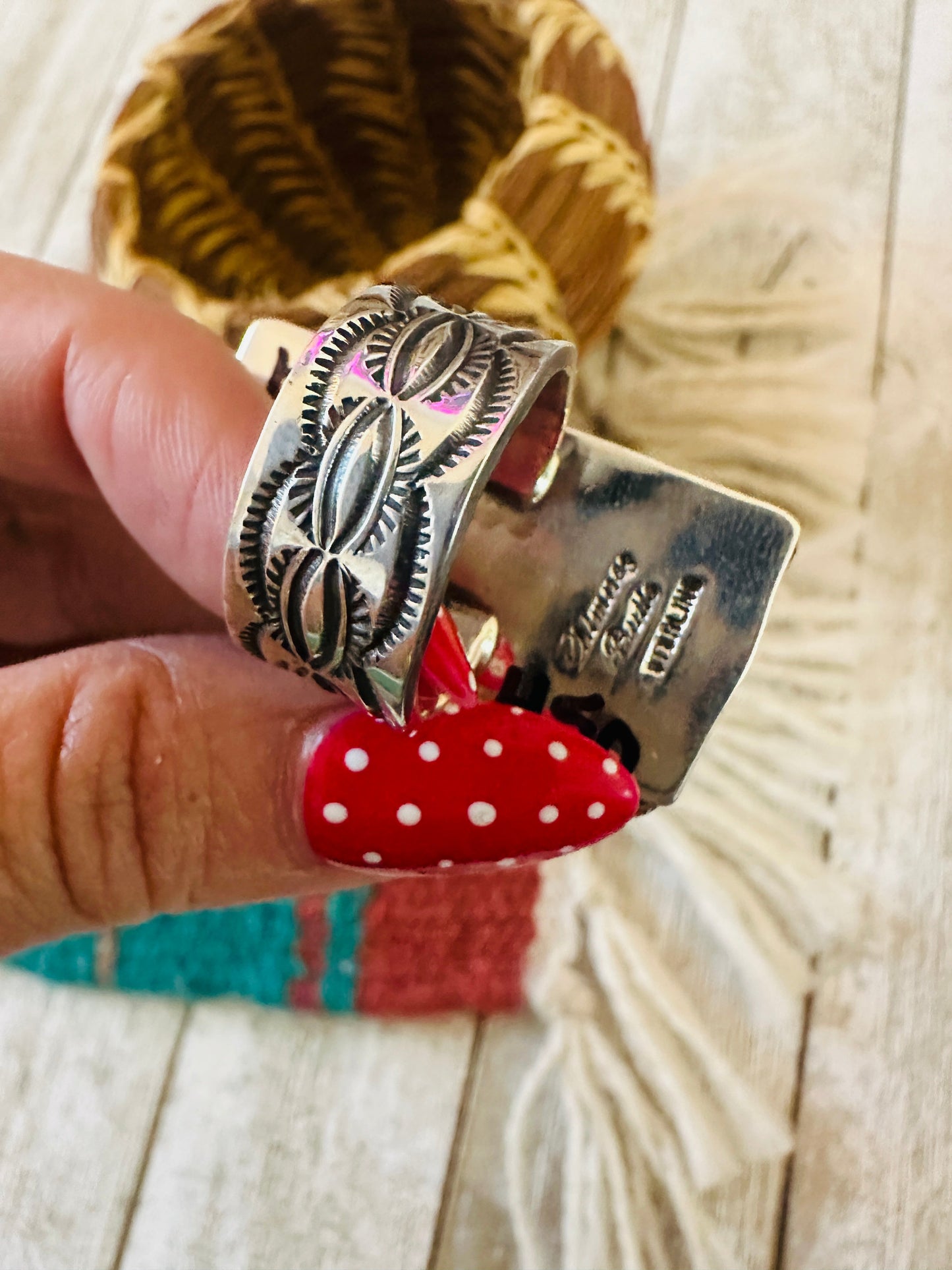 Navajo Turquoise & Sterling Silver Cross Ring Chimney Butte Size 8