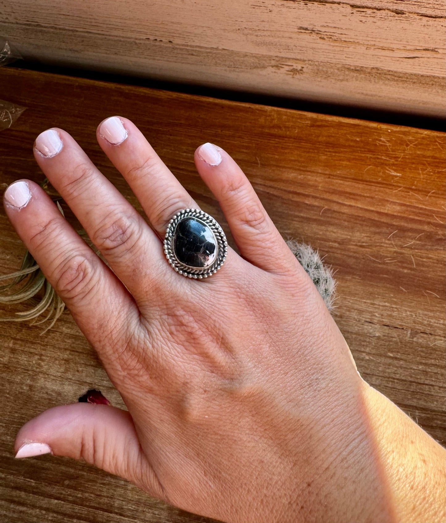 Ring size 6 1/2 -white buffalo and sterling silver