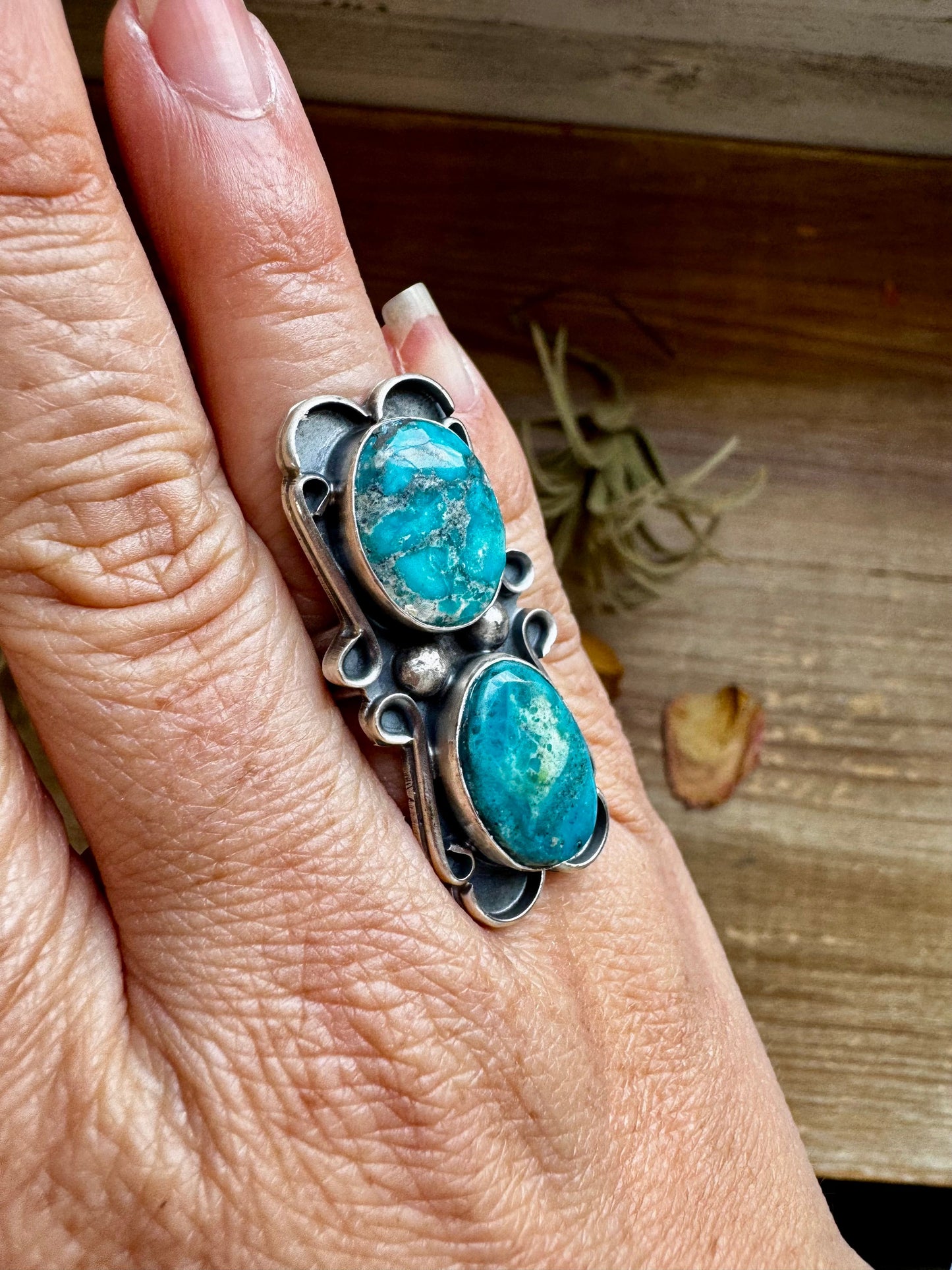 2-Stone Turquoise Adjustable Ring – Native Made