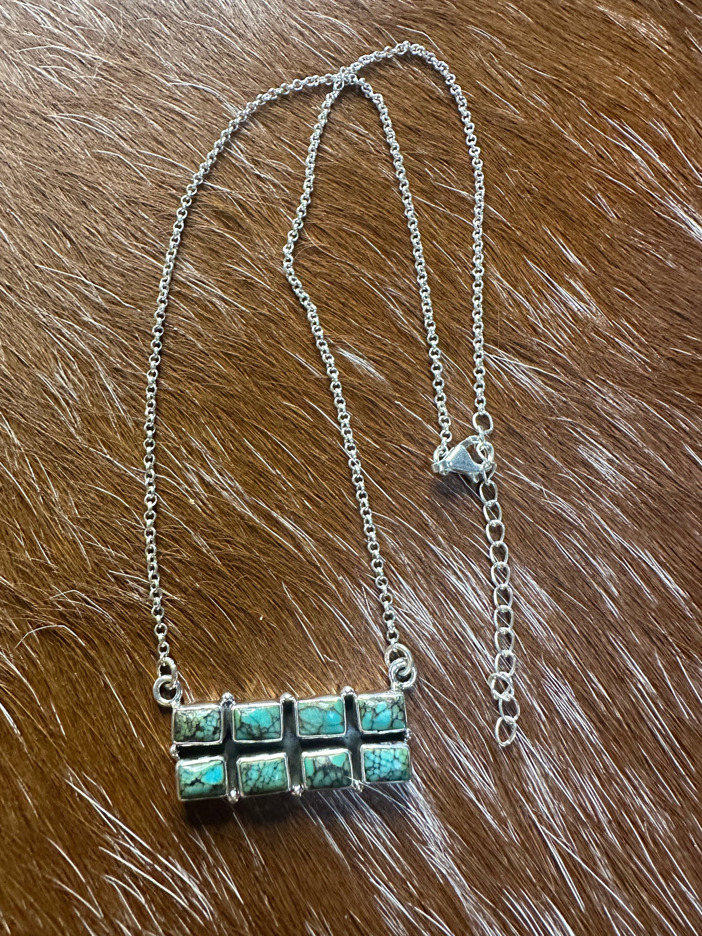 Handmade Sterling Silver Turquoise Bar Necklace