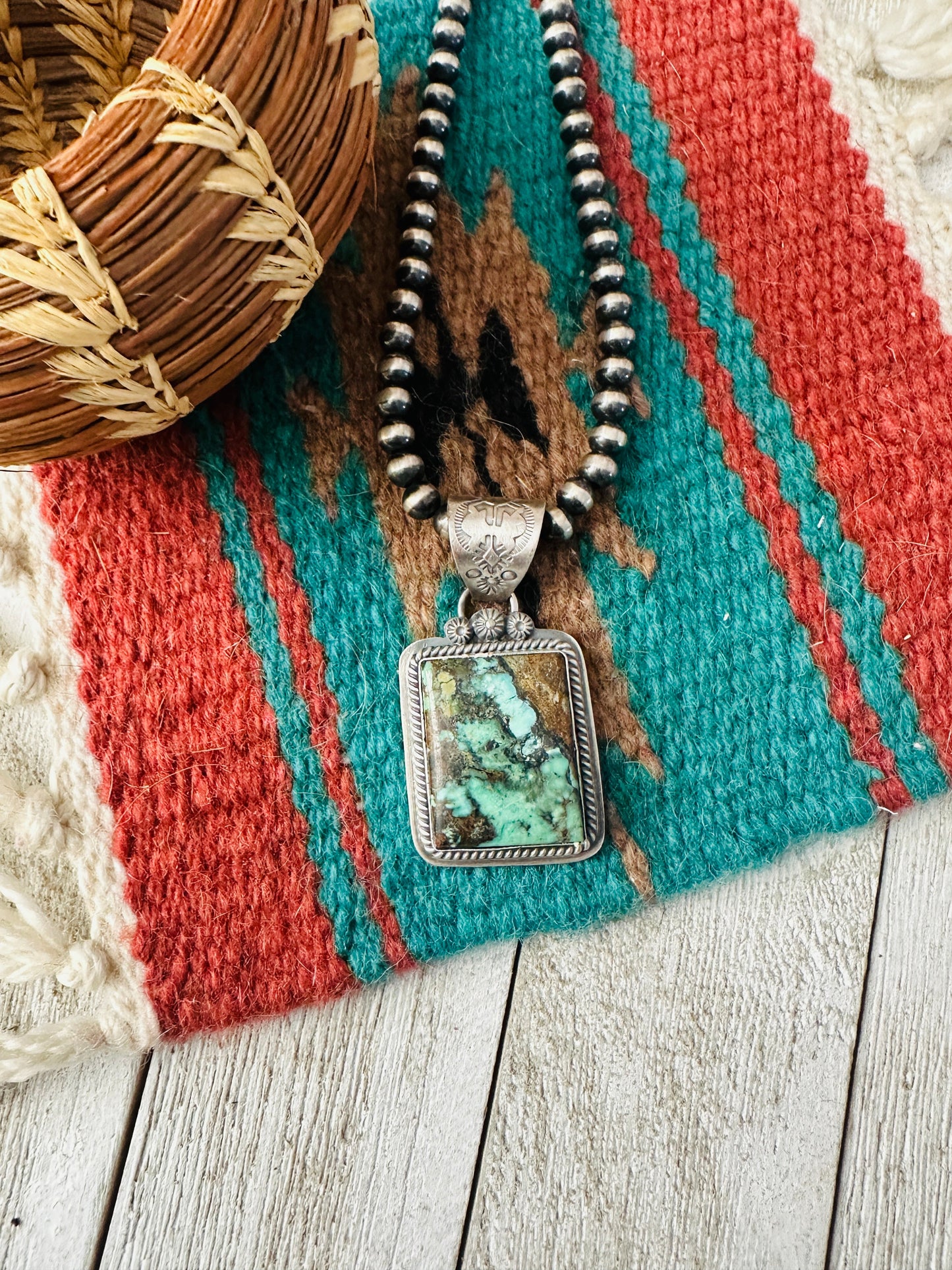 Navajo Variscite & Sterling Silver Pendant