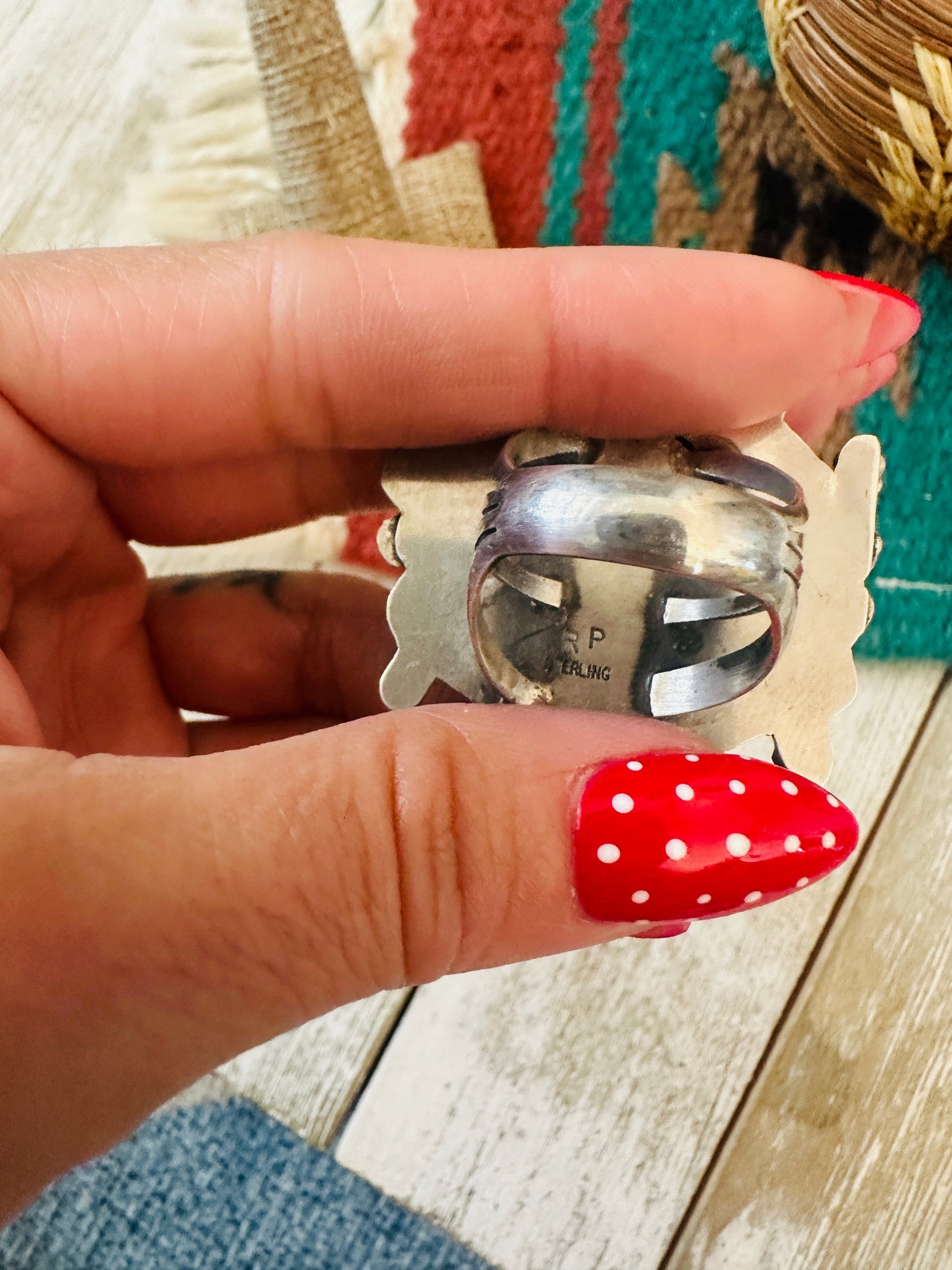 Apache Sterling Silver & Turquoise Heart Ring by Rosella Paxson, Size 9