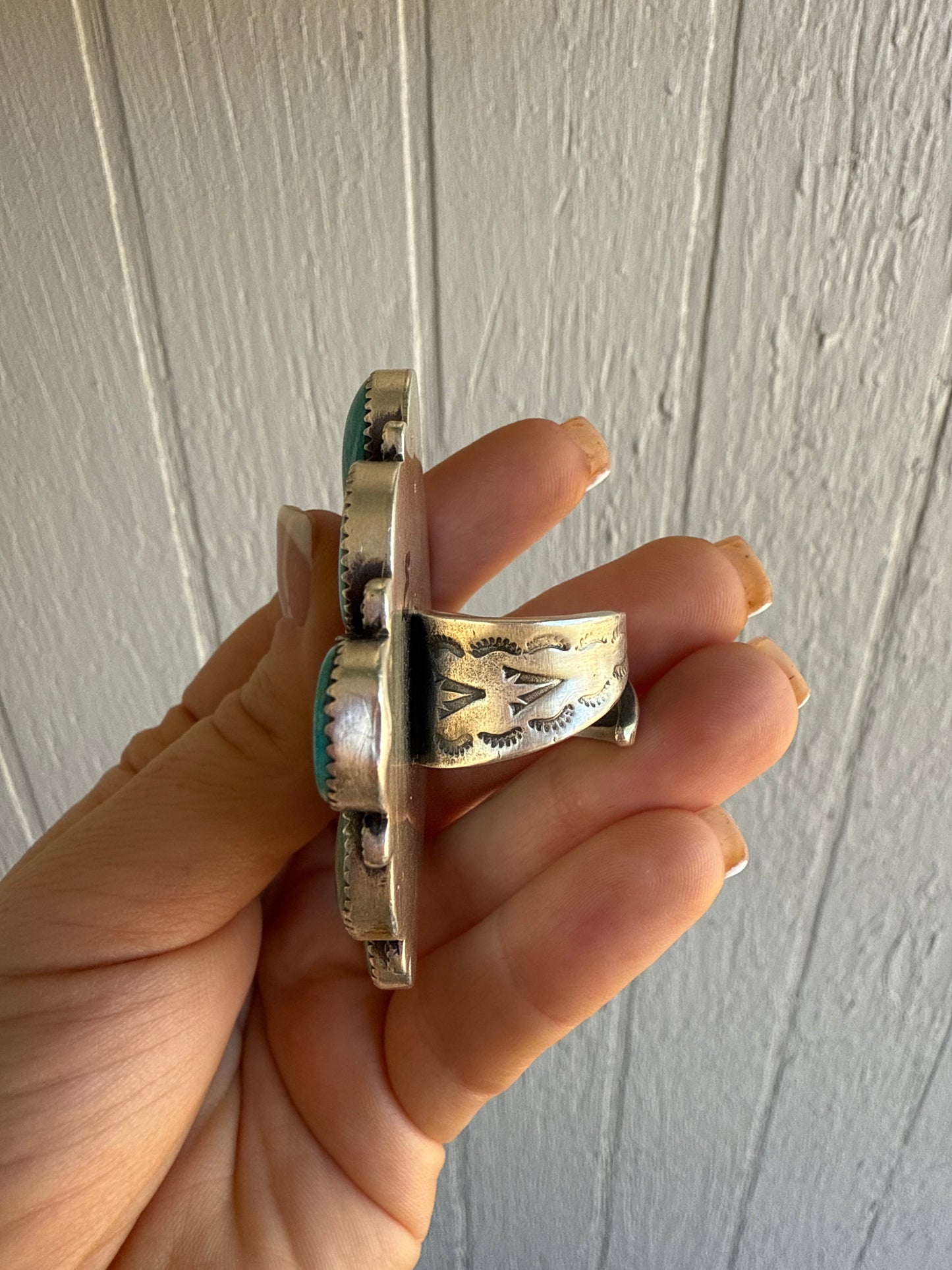 Handmade Turquoise & Sterling Silver Adjustable Statement Ring