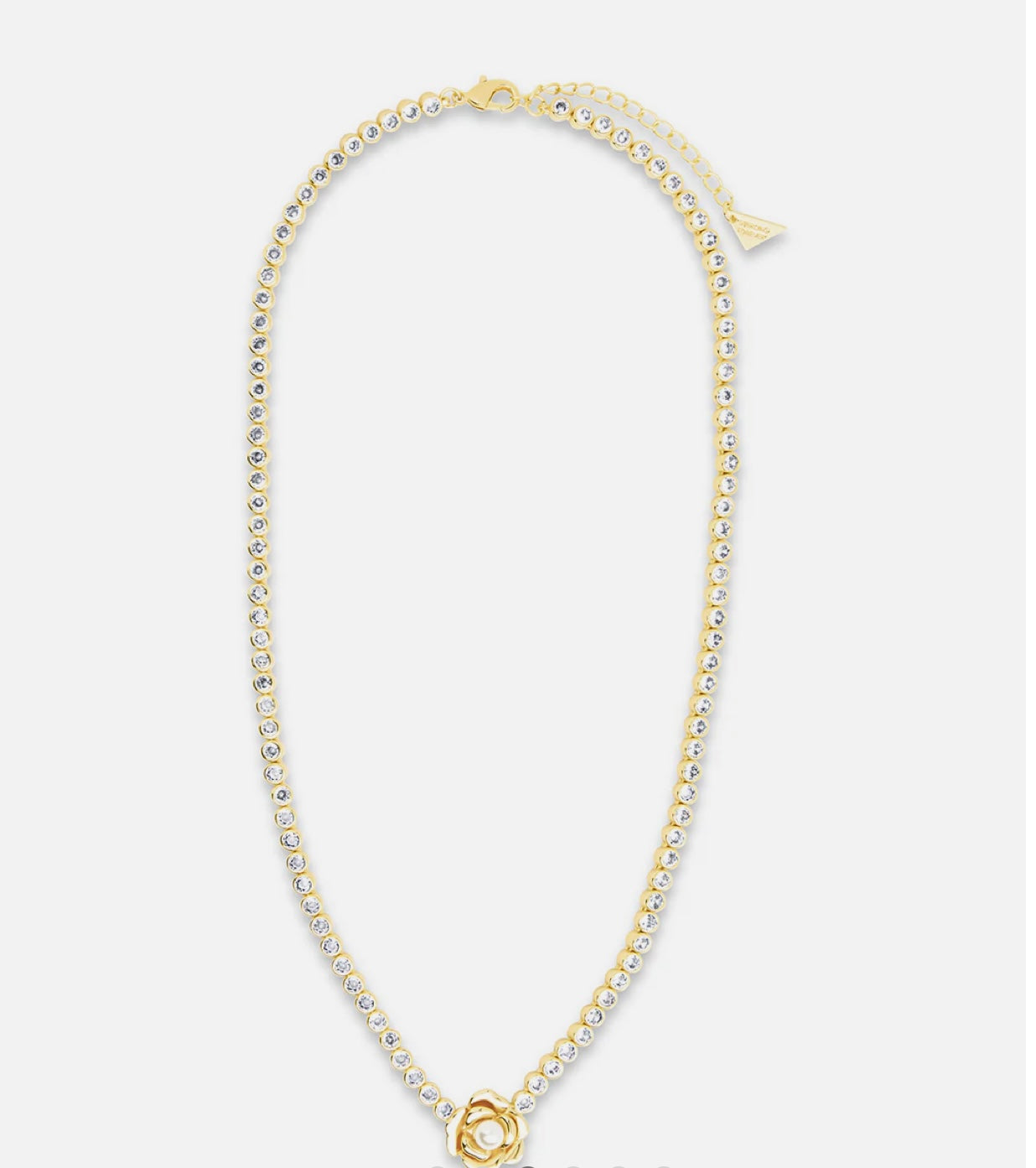 Rosa Pearl 14k Gold Flower CZ Tennis Necklace