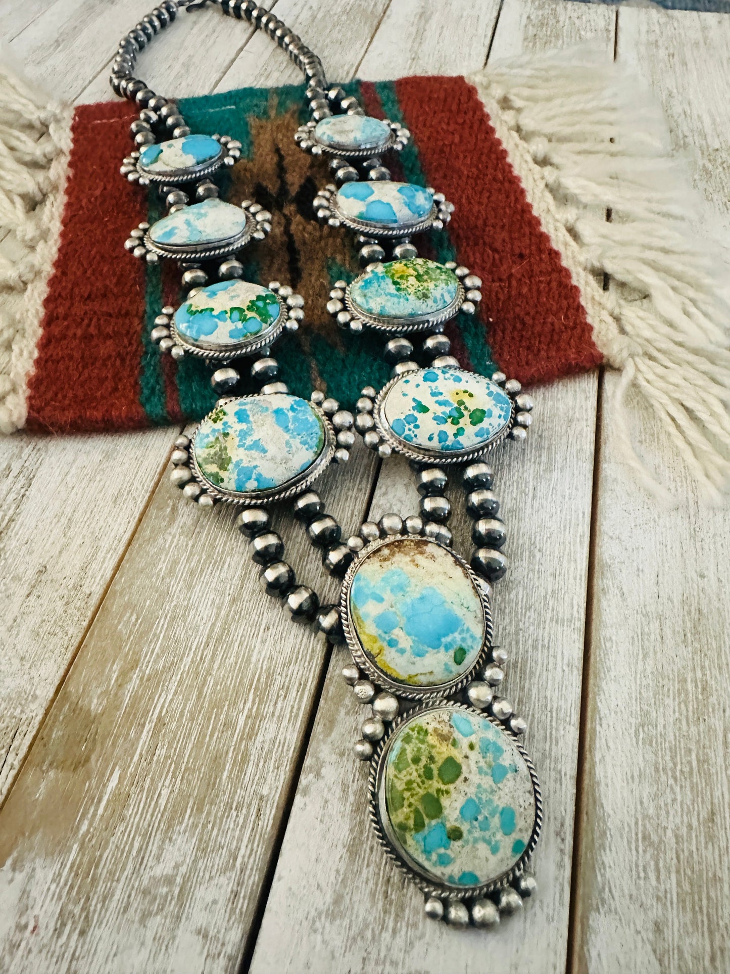 Navajo Sterling Silver & Sonoran Mountain Turquoise Necklace