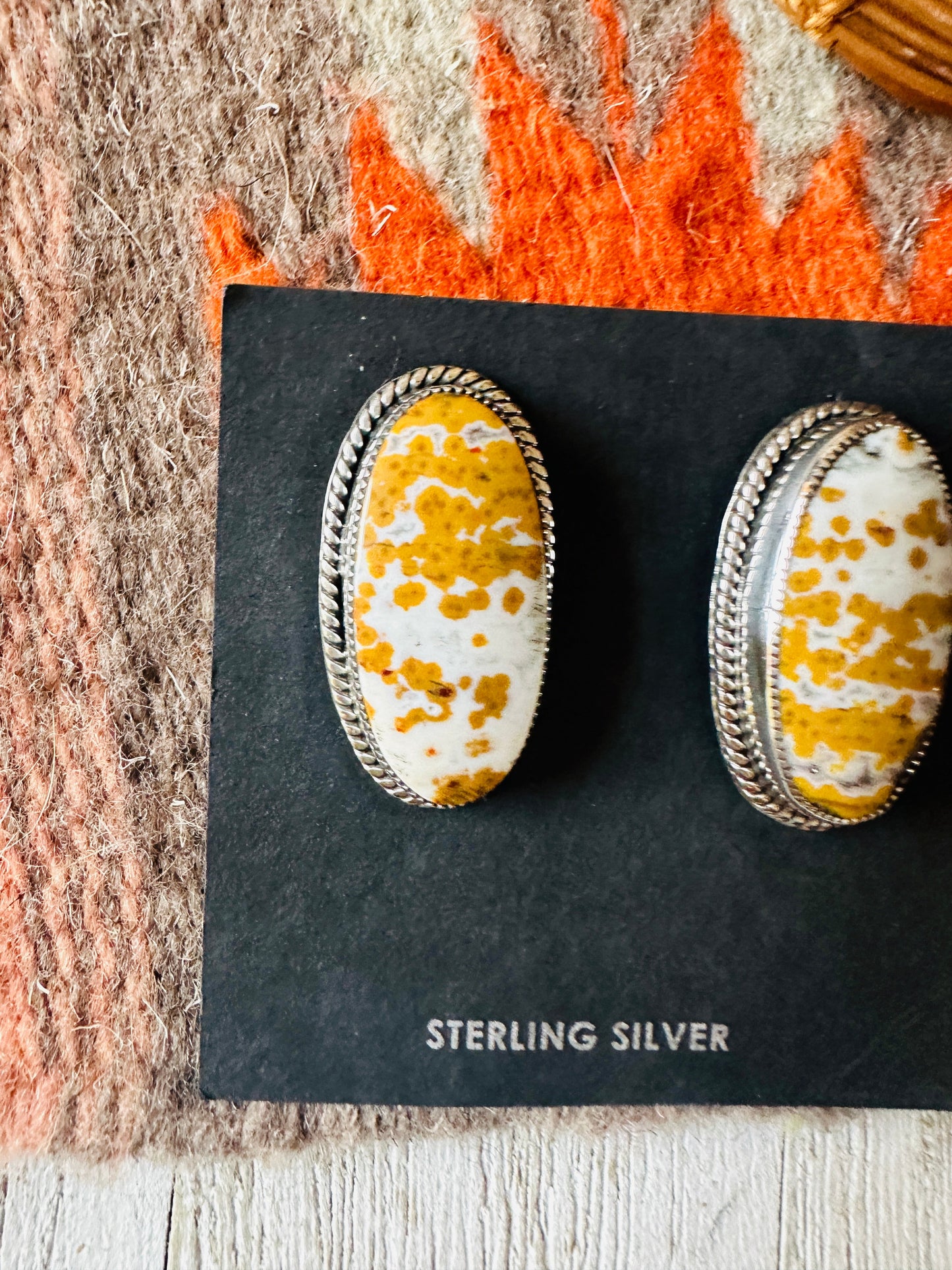 Navajo Jasper Sterling Silver Post Earrings Signed