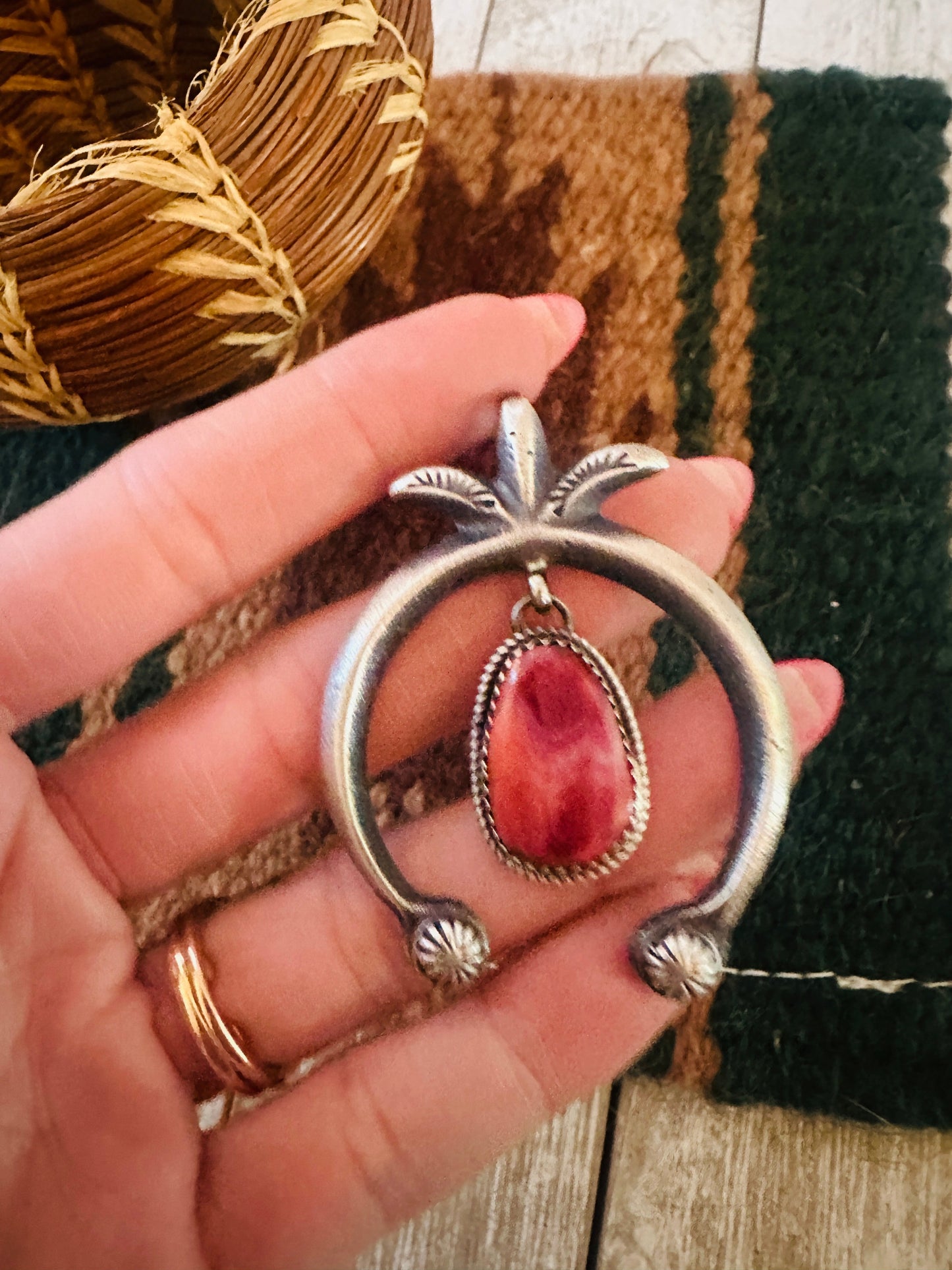 Navajo Sterling Silver & Purple Spiny Naja Pendant by Martha Cayatineto