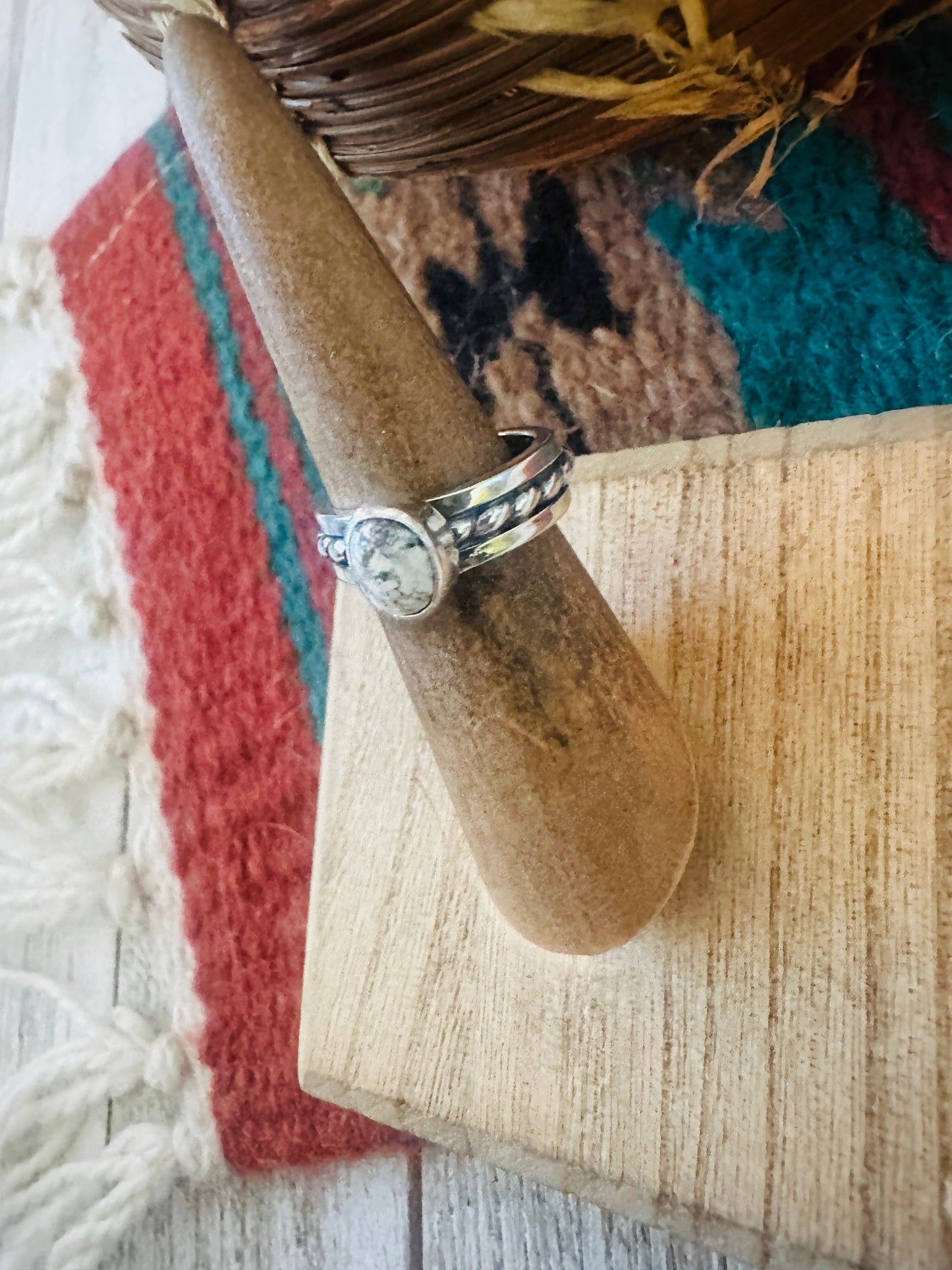 Navajo Sterling Silver & White Buffalo Ring