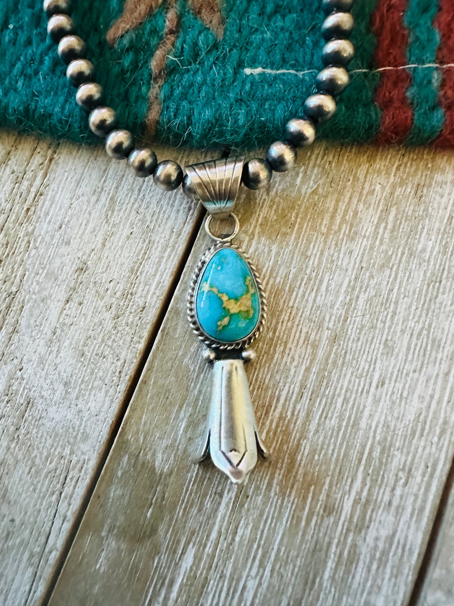 Navajo Sterling Silver & Sonoran Gold Turquoise Blossom Necklace