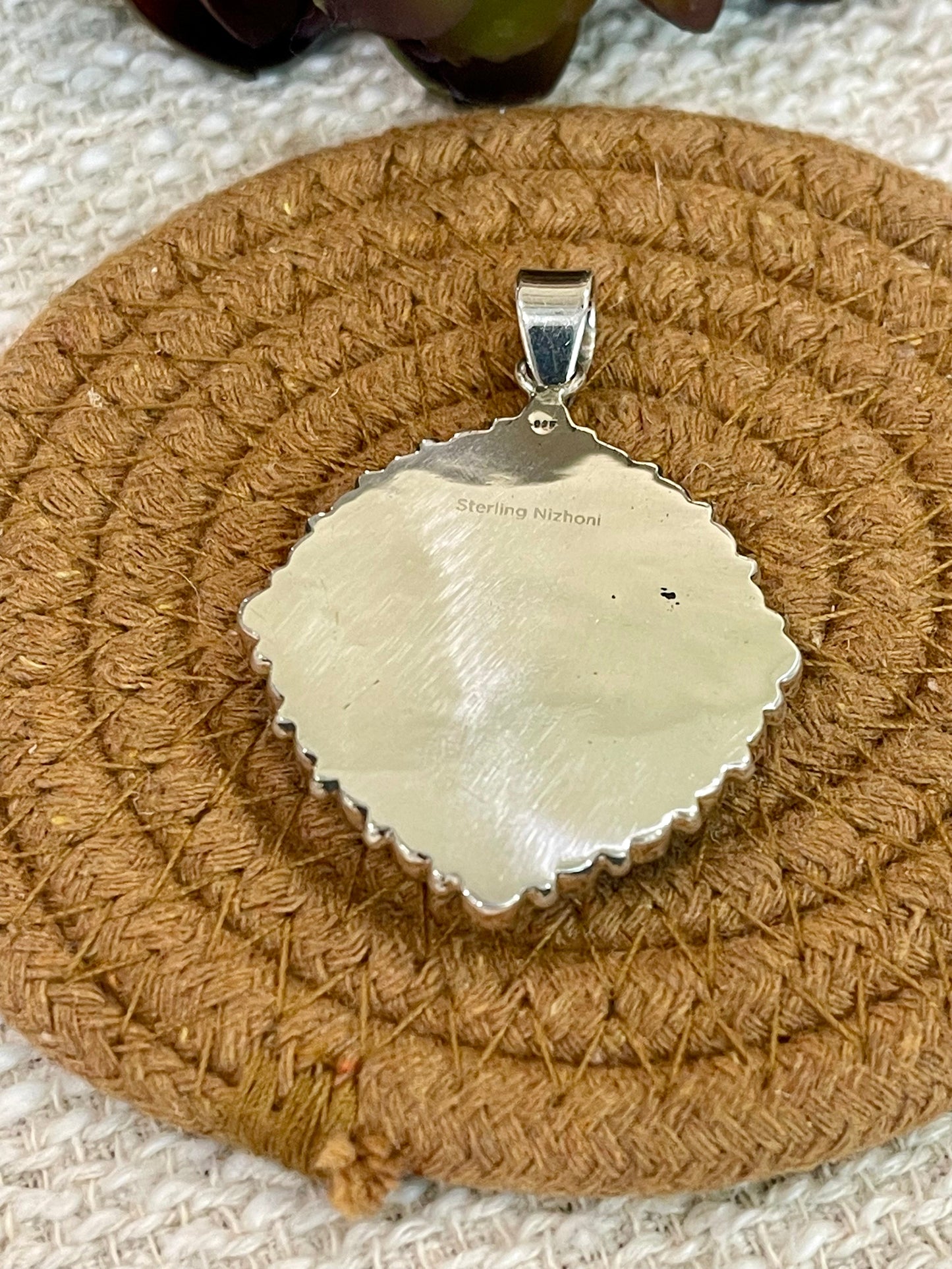** 4TH OF JULY ** Handmade Sterling Silver, Lapis & Royston Cluster Pendant with Signed Nizhoni