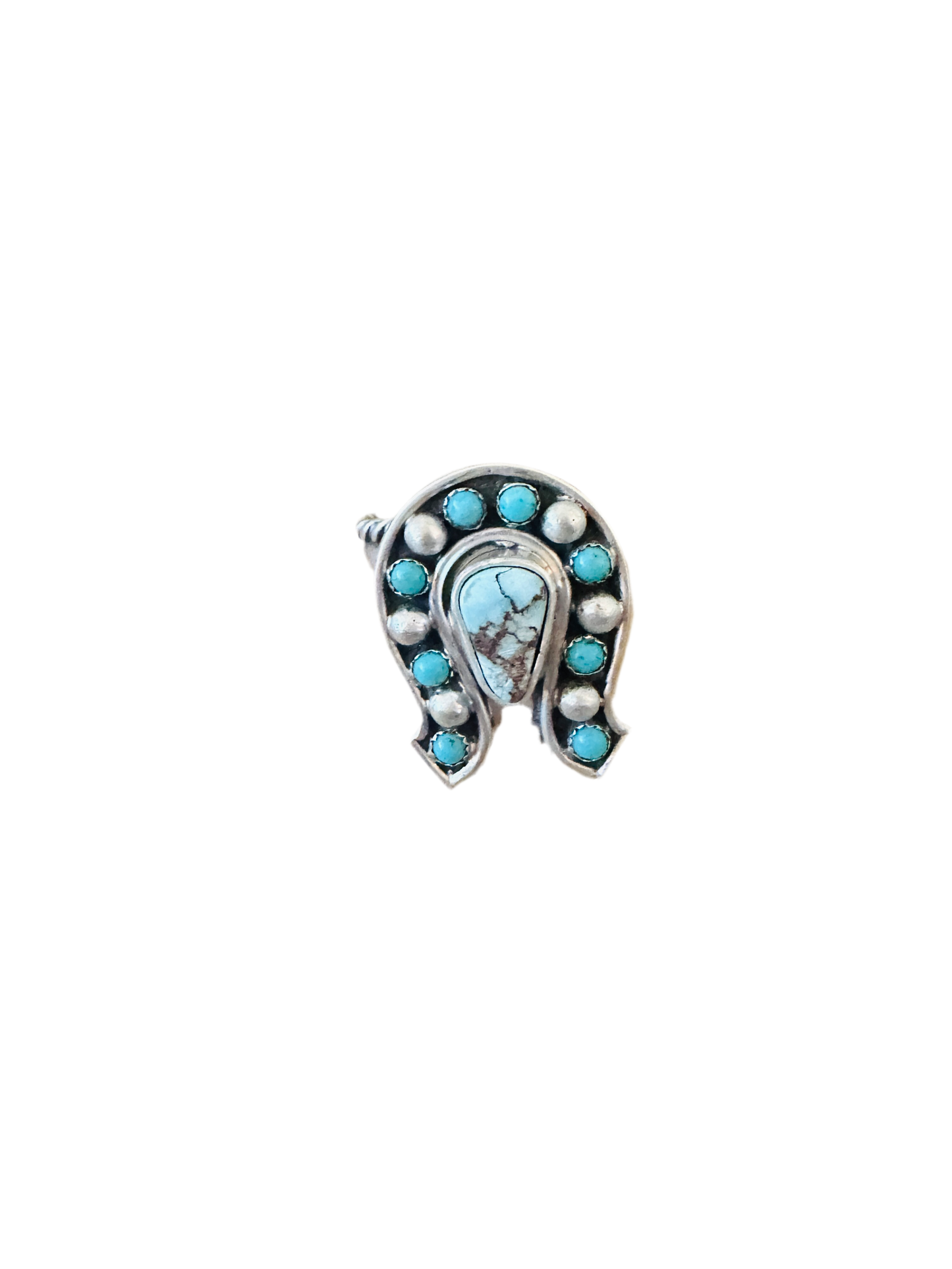 Navajo Sterling Silver & Turquoise Adjustable Horseshoe Ring