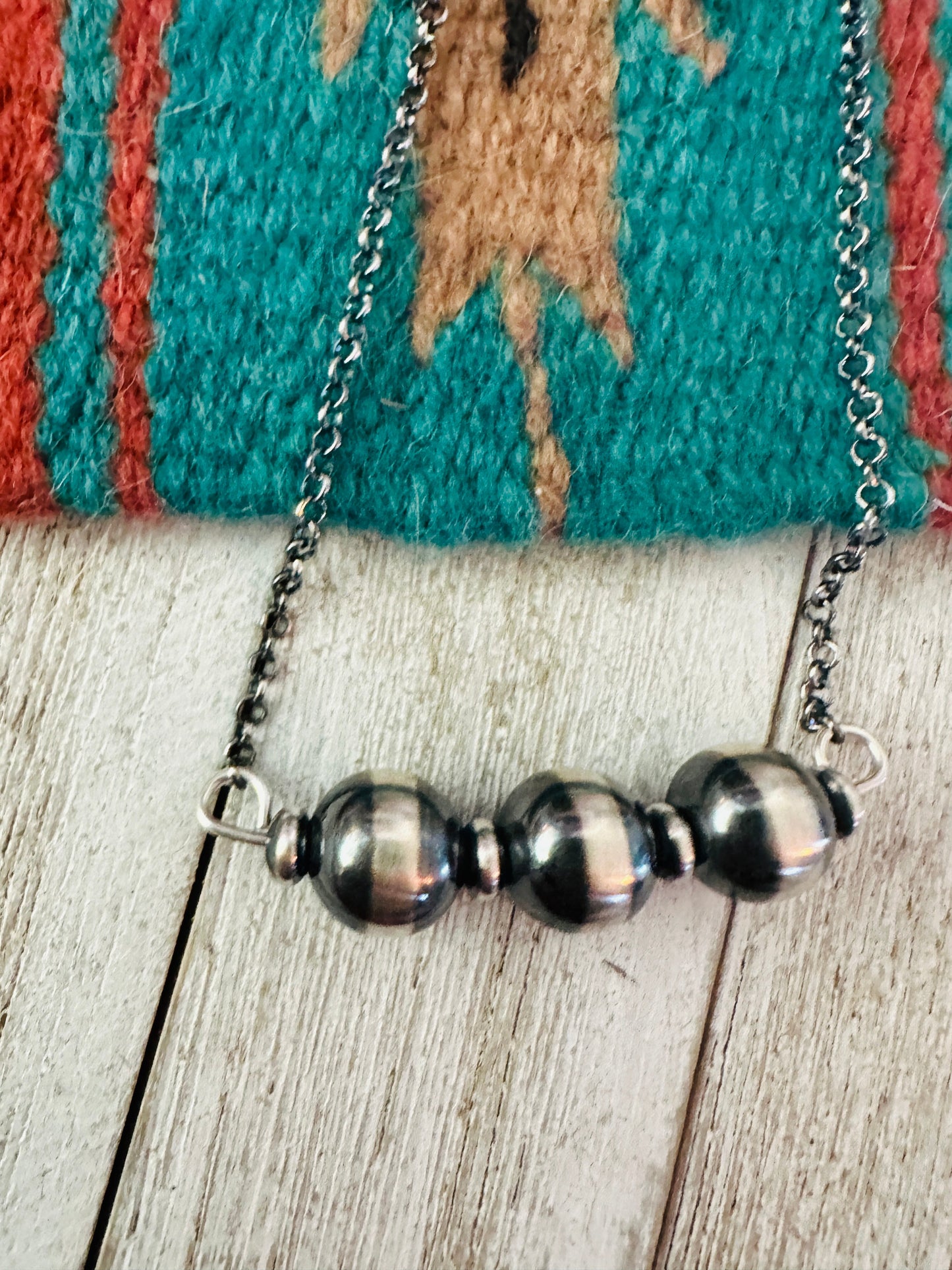 Navajo Sterling Silver Pearl Beaded Chain Necklace