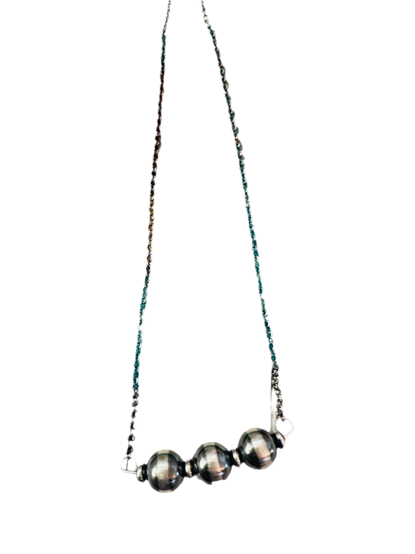Navajo Sterling Silver Pearl Beaded Chain Necklace