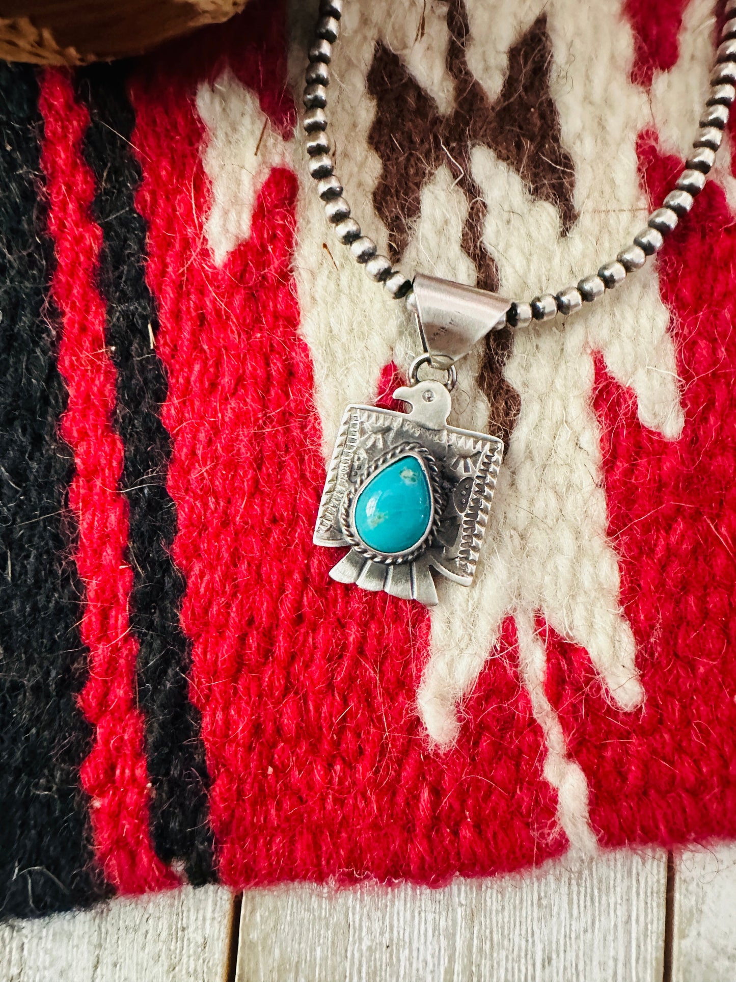 Navajo Turquoise & Sterling Silver Thunderbird Pendant