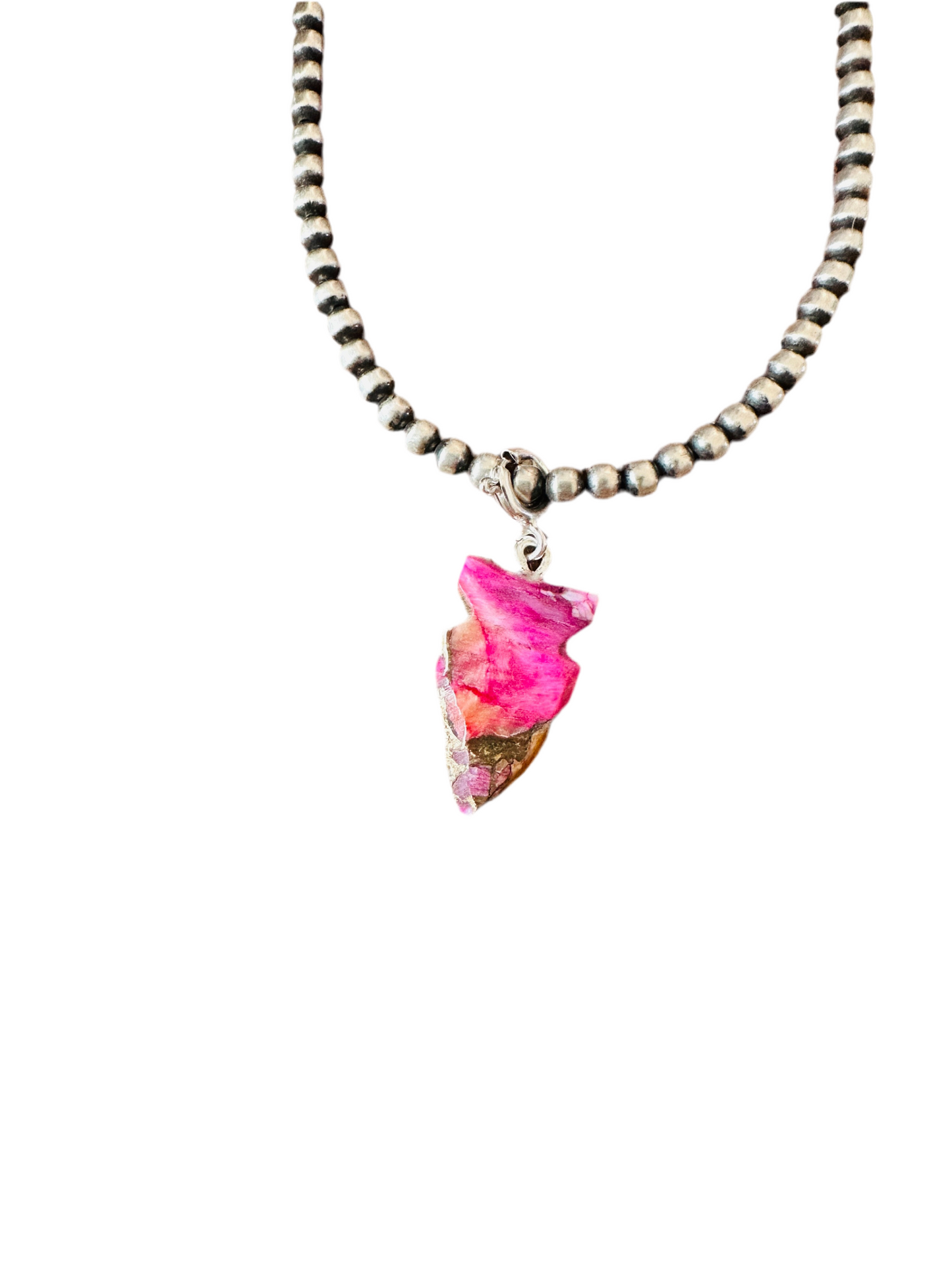 Navajo Hand Carved Pink Mojave Arrowhead Charm