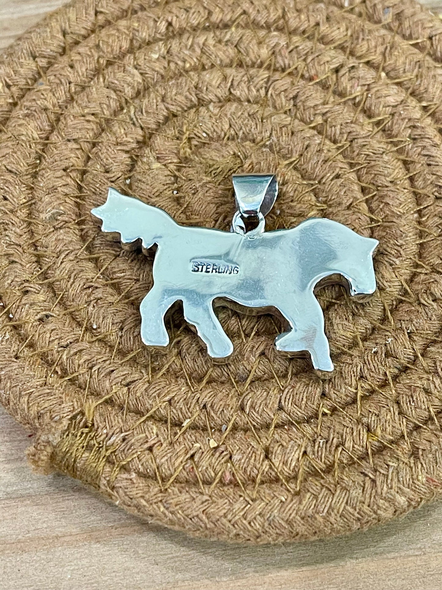 Handmade Sterling Silver Multi Stone Space Horse Pendant