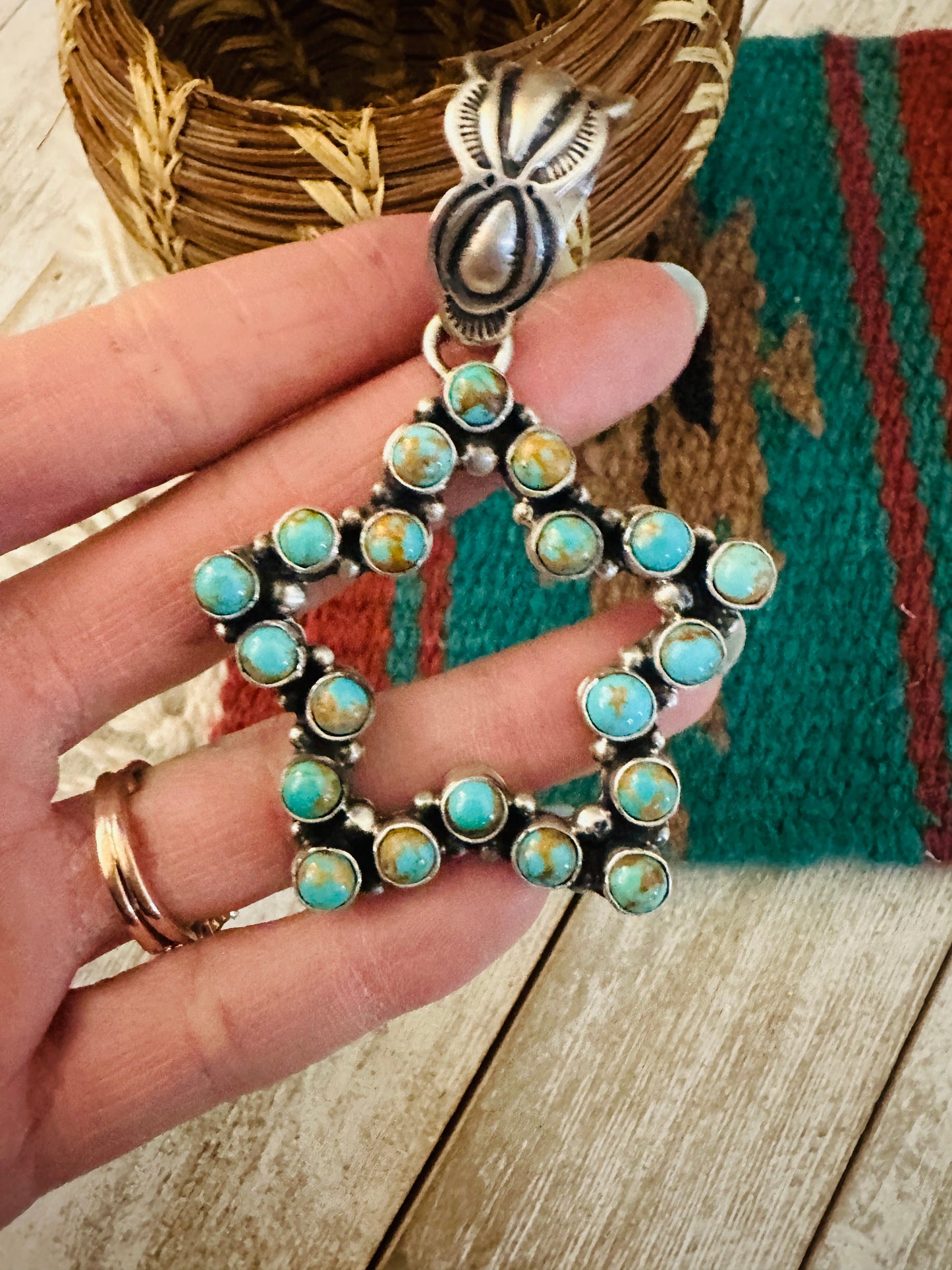 Navajo Turquoise and Sterling Silver Star Pendant