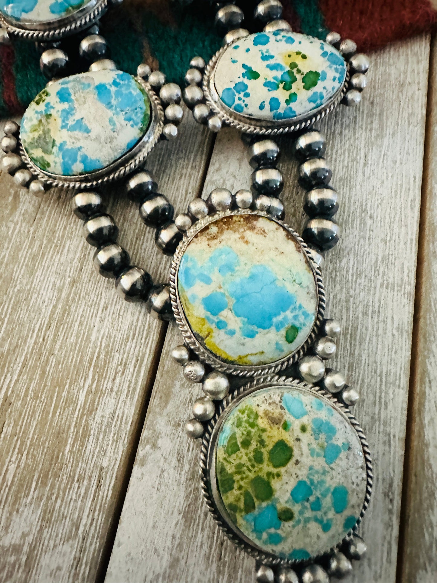 Navajo Sterling Silver & Sonoran Mountain Turquoise Necklace