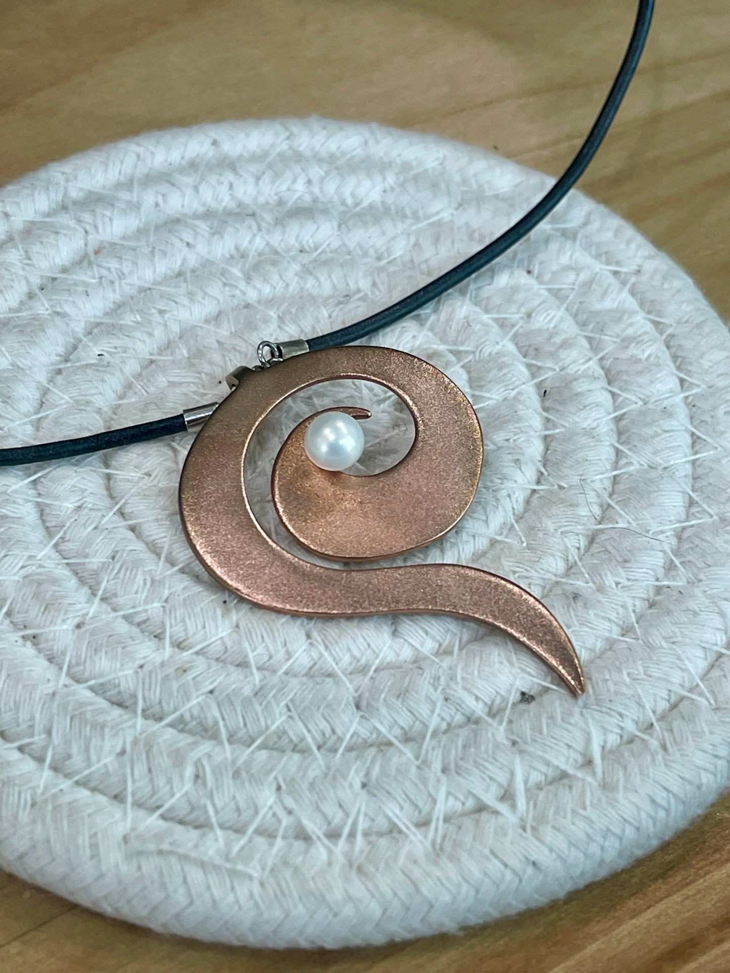 Vintage Handmade Copper Swirl Necklace