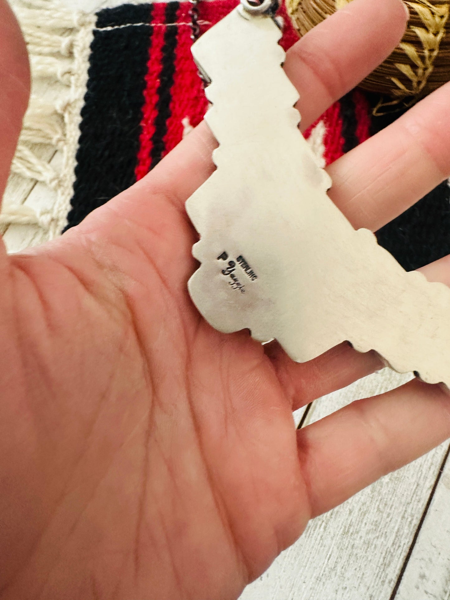 Navajo White Buffalo & Sterling Silver Necklace