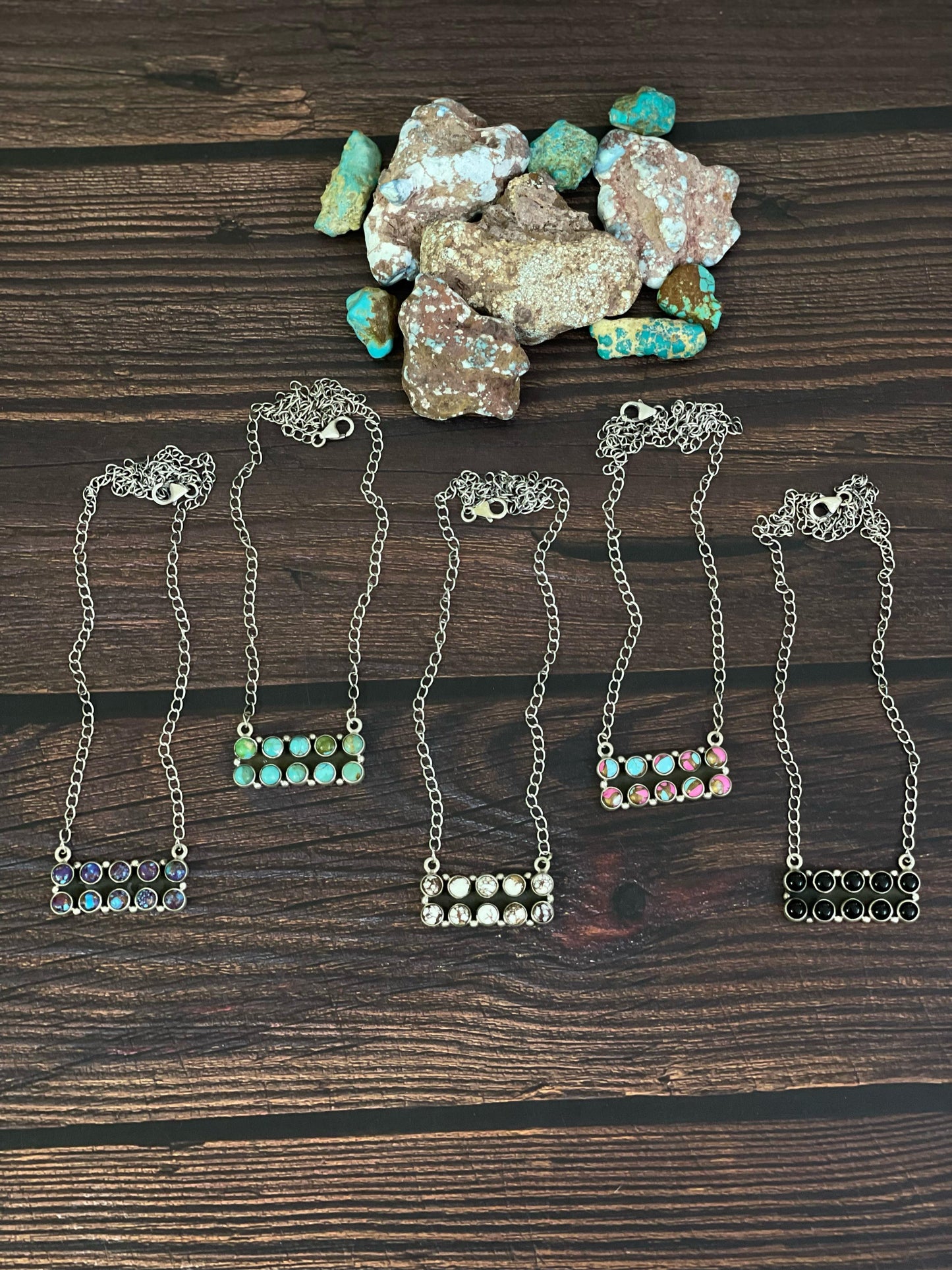 Handmade Sterling Silver Cotton Candy, Purple Mojave, Kingman, Black Onyx, Wild Horse Turquoise Necklace, Signed Nizhoni