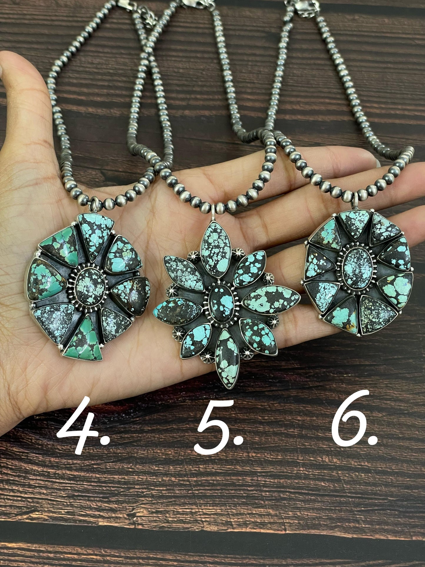 Handmade Sterling Silver Lander Turquoise Necklace, Signed Nizhoni