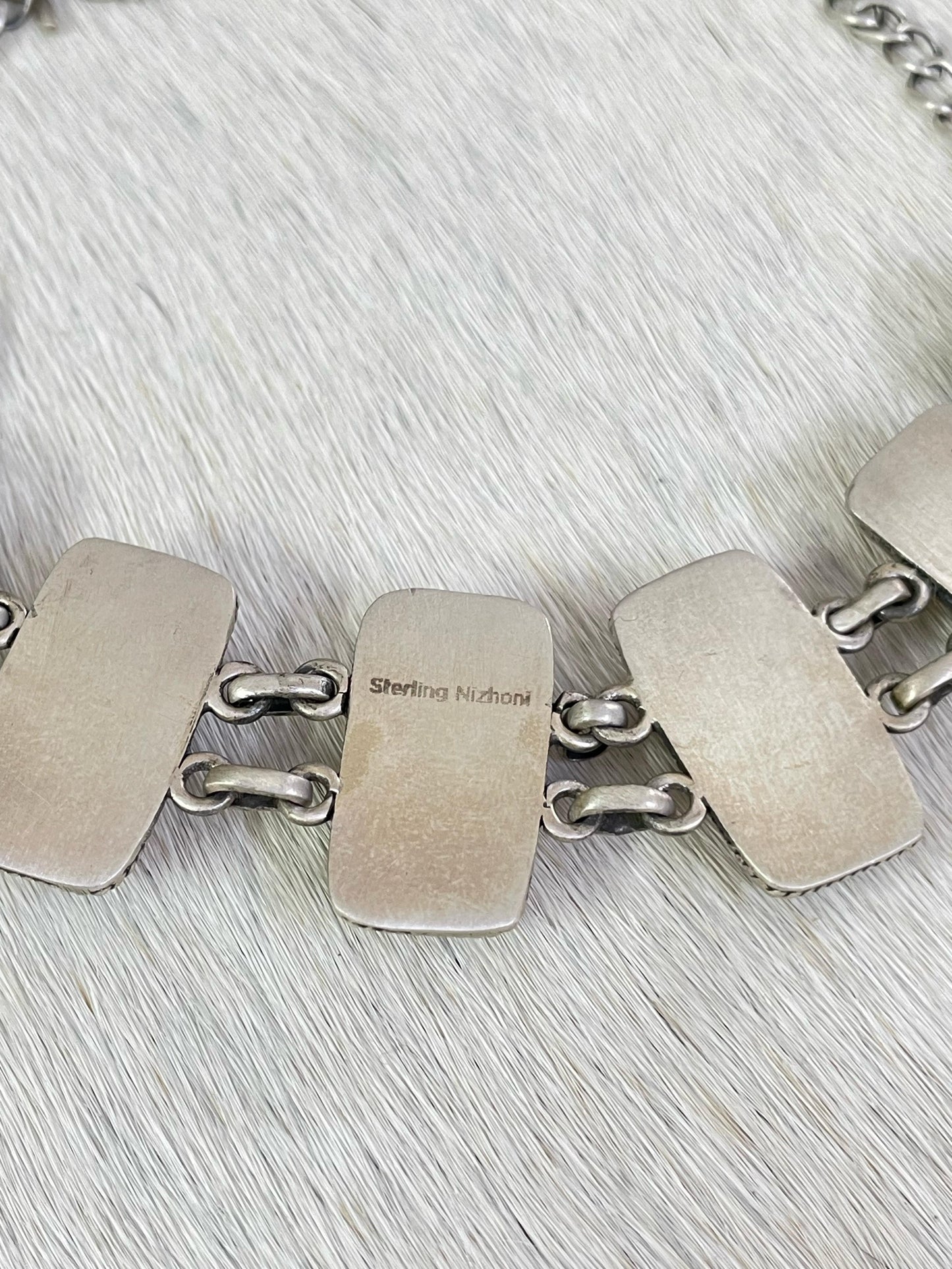 Handmade Sterling Silver Red Rose Dahlia Necklace, Signed Nizhoni