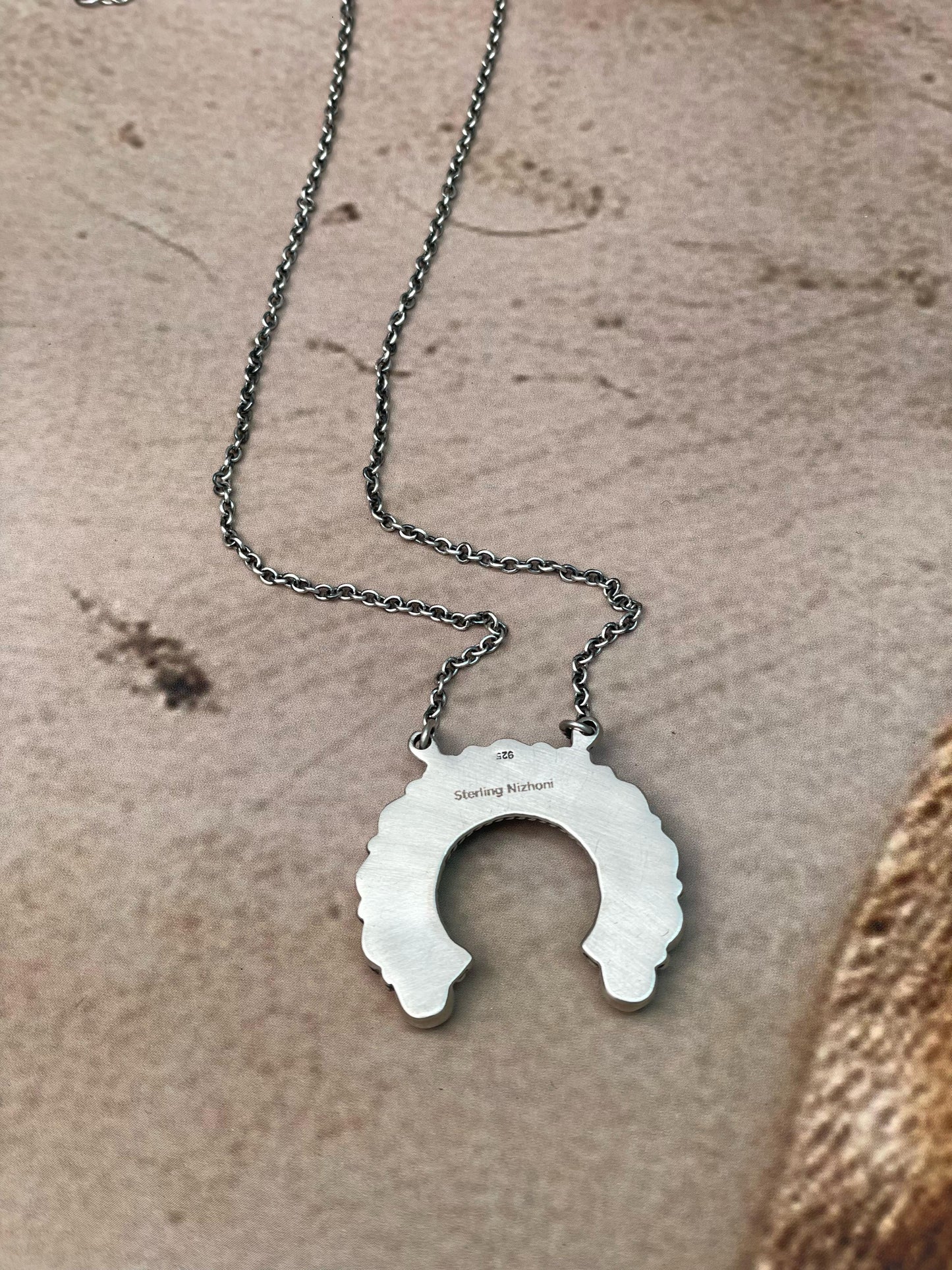 Handmade Sterling Silver Multi Stone Necklace with Signed Nizhoni
