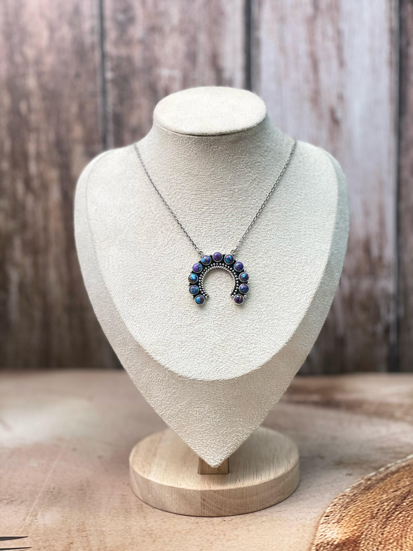 Handmade Sterling Silver Multi Stone Necklace with Signed Nizhoni