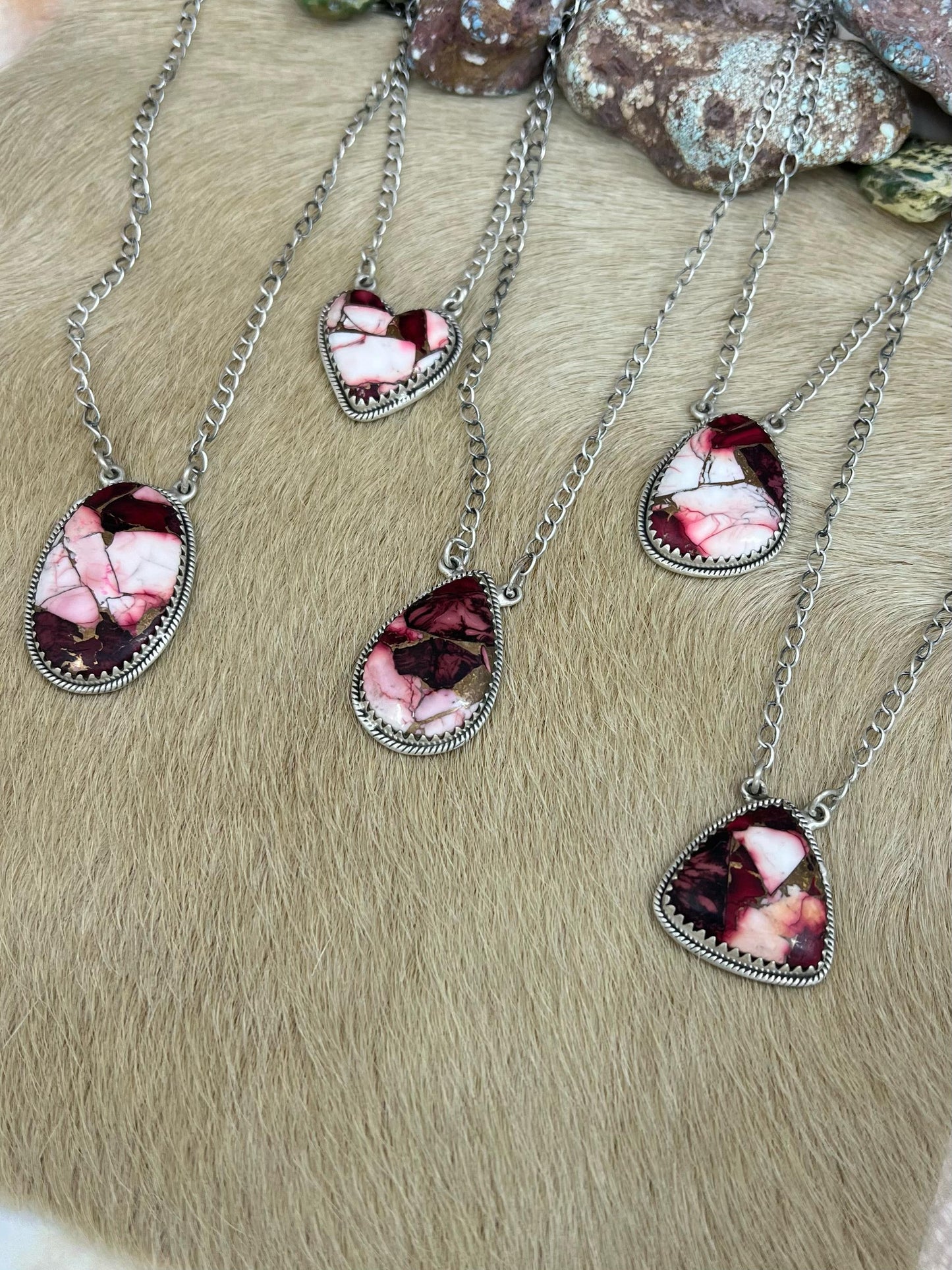 Handmade Sterling Silver Dahlia Rose Necklace with Signed Nizhoni